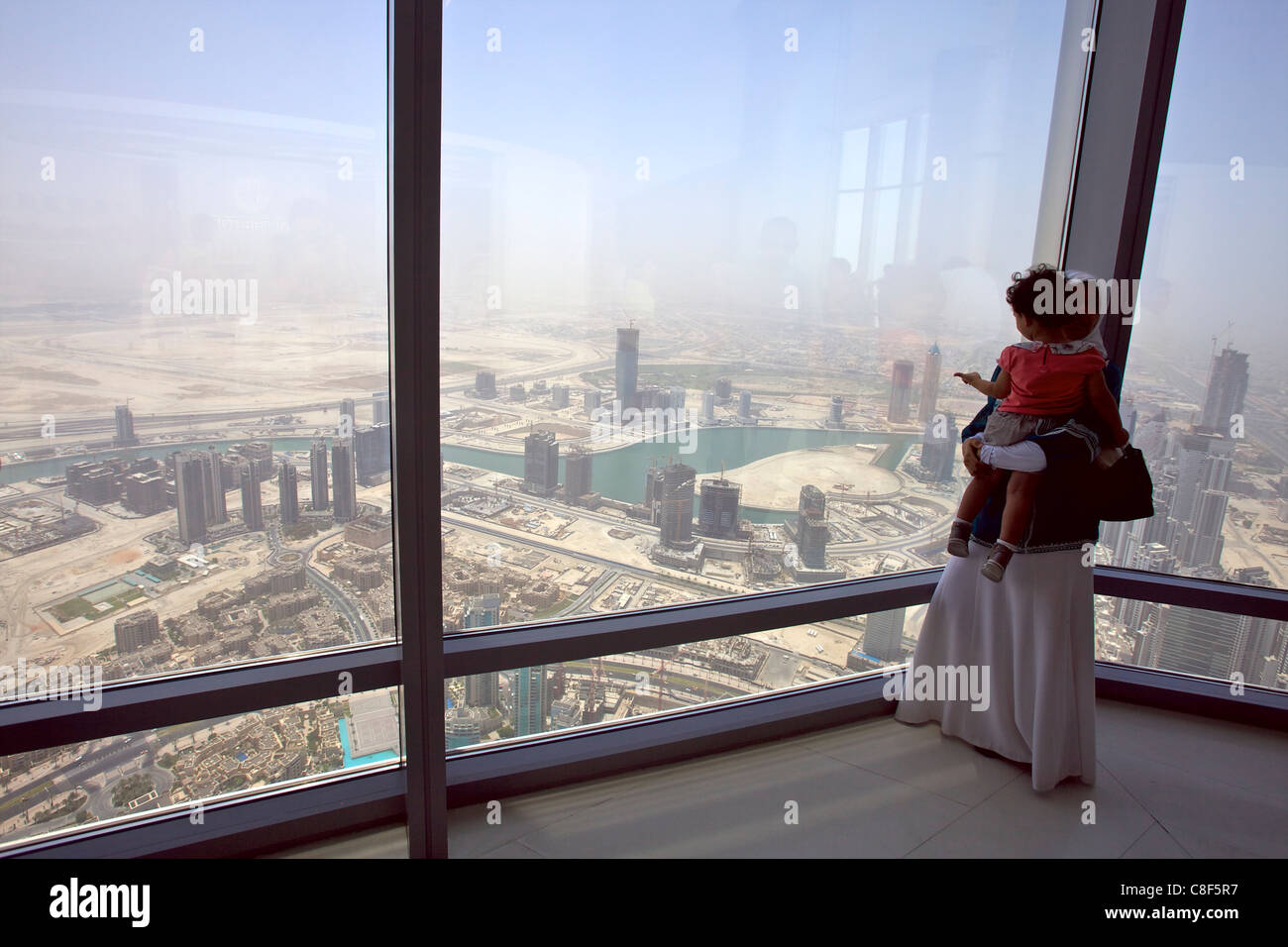 View of Dubai from the Burj Khalifa tower, Dubai, United Arab Emirates, Middle East Stock Photo
