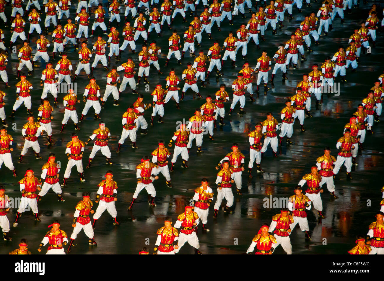Dancers at the Airand festival, Mass games in Pyongyang, North Korea Stock Photo