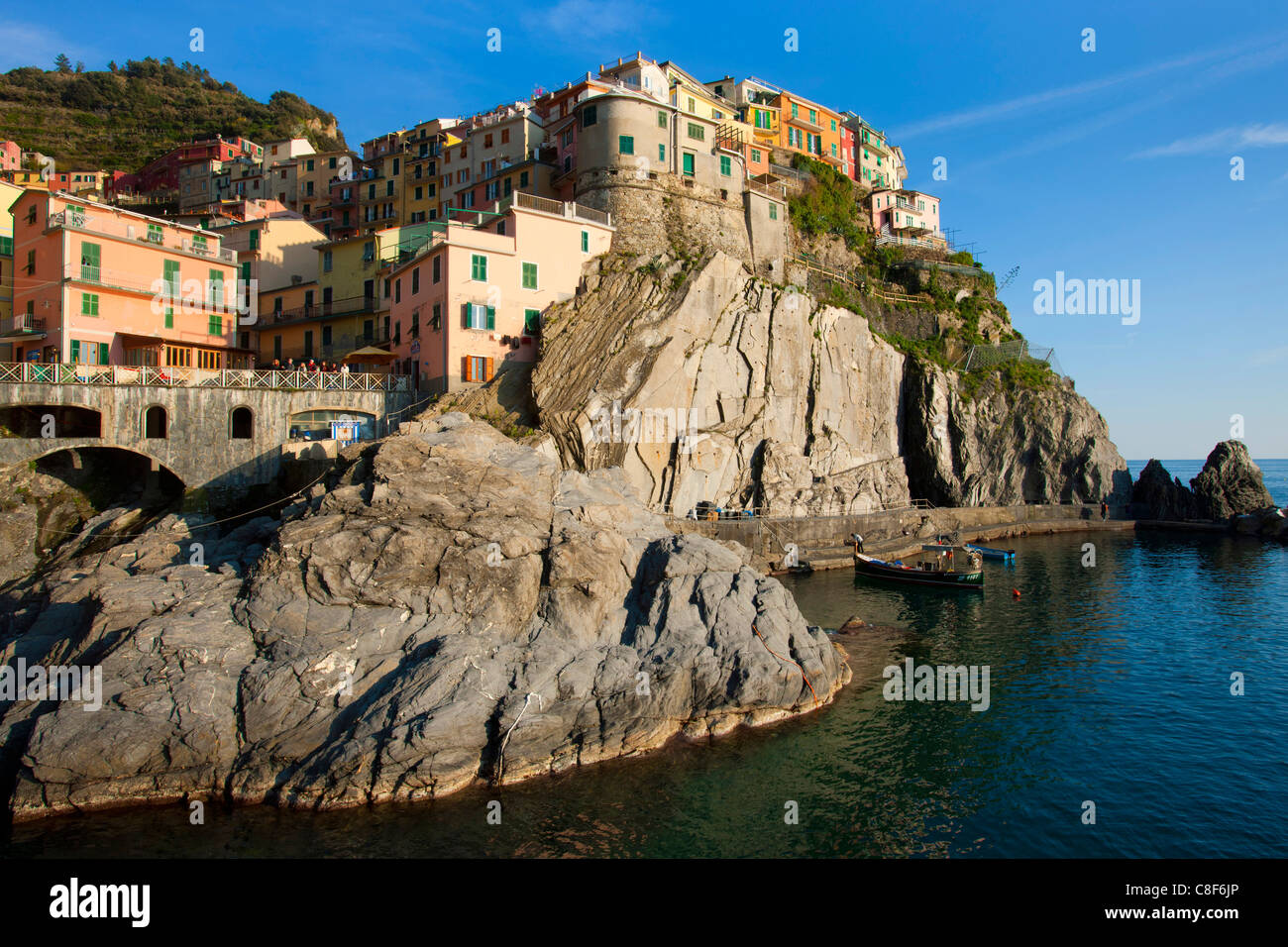 Manarola, Italy, Europe, Liguria, Cinque Terre, sea, Mediterranean Sea
