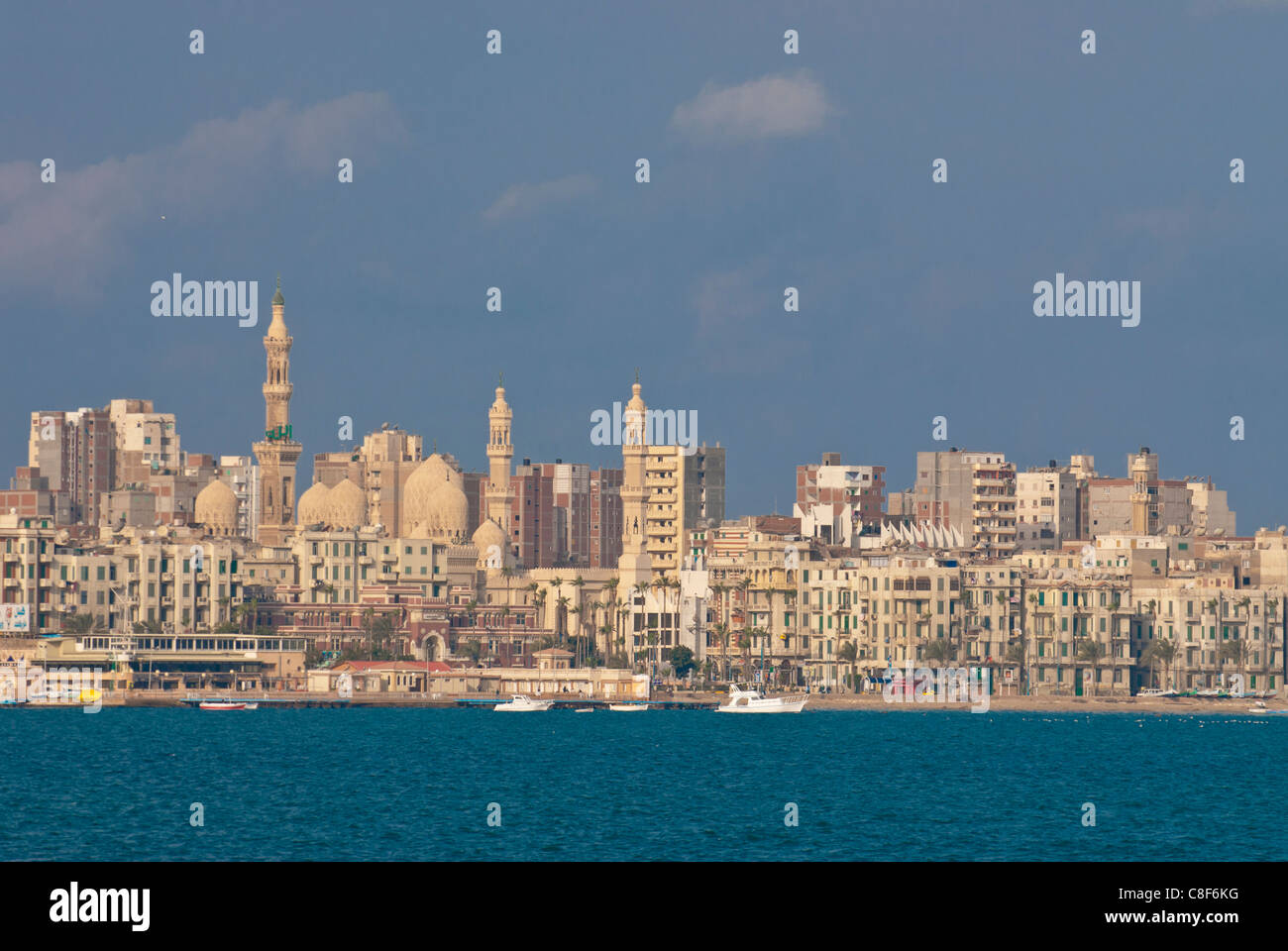The skyline and habour of Alexandria, Egypt, North Africa Stock Photo