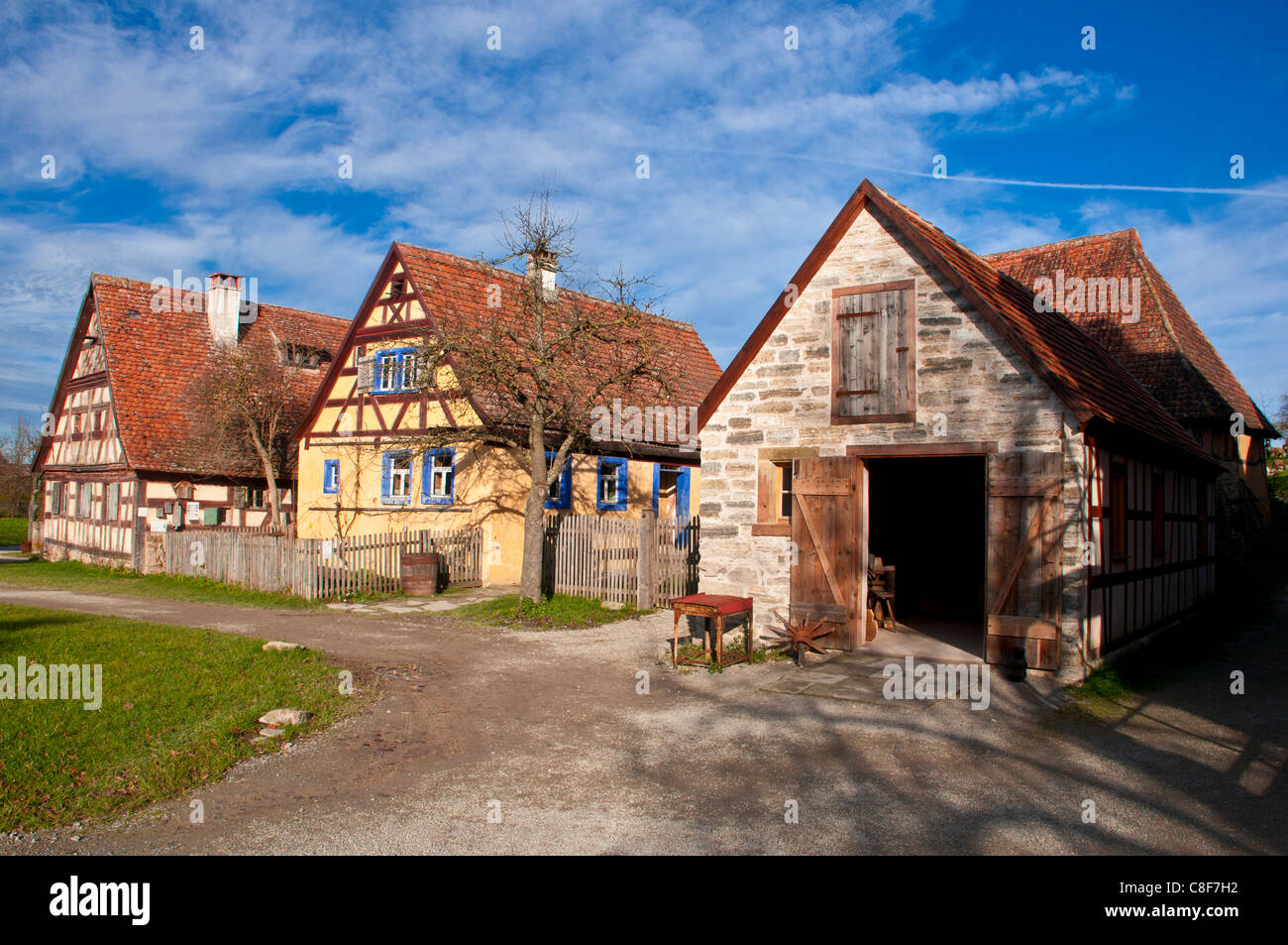 Old half timbered houses in the open air museum of Bad Windsheim
