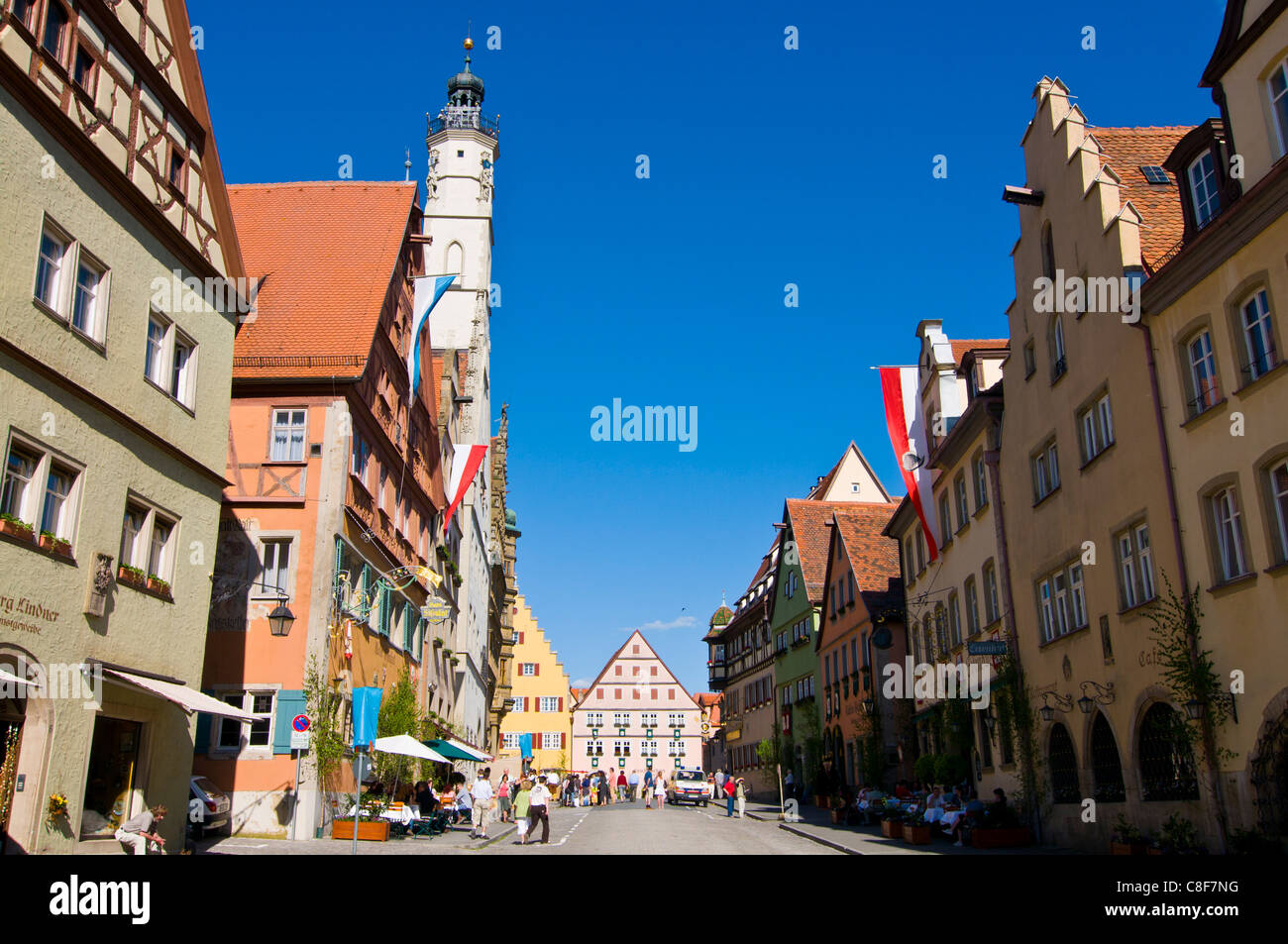 The historic town of Rothenburg ob der Tauber, Franconia, Bavaria, Germany Stock Photo