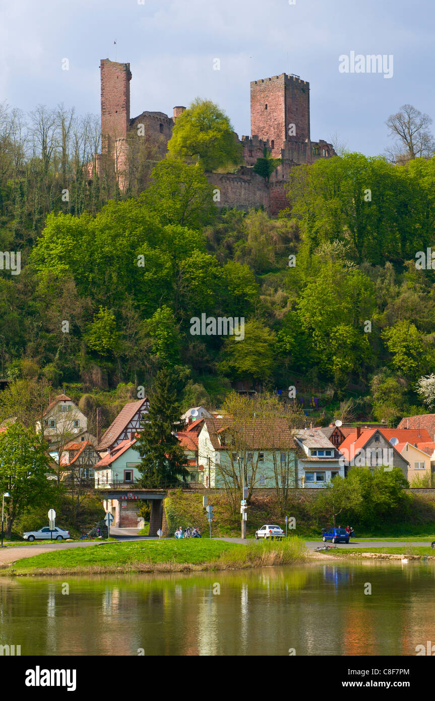 The ruins of castle Henneburg, Stadtprozelten on the Main, Franconia, Bavaria, Germany Stock Photo