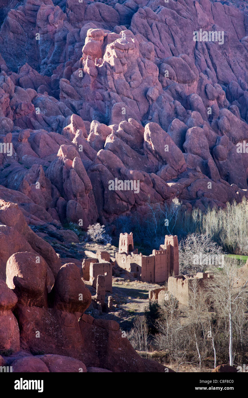 Morocco, North Africa, Africa, Southern Morocco, atlas, mountains, mountains, Dades, valley, Kasbah, rock, cliff, Stock Photo
