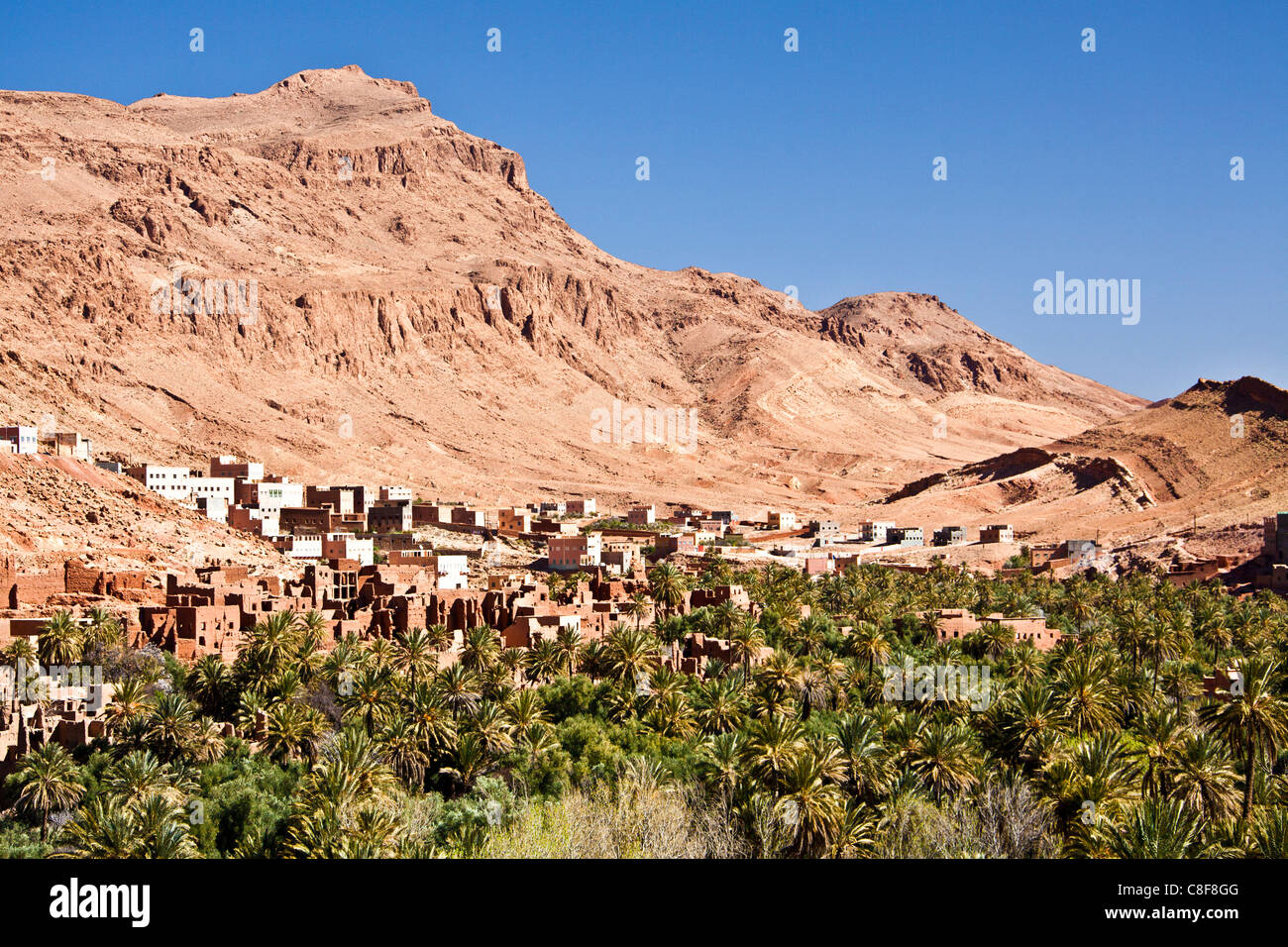Morocco, North Africa, Africa, Southern Morocco, atlas, mountains, mountains, Tinghir, Todra, valley, village Stock Photo