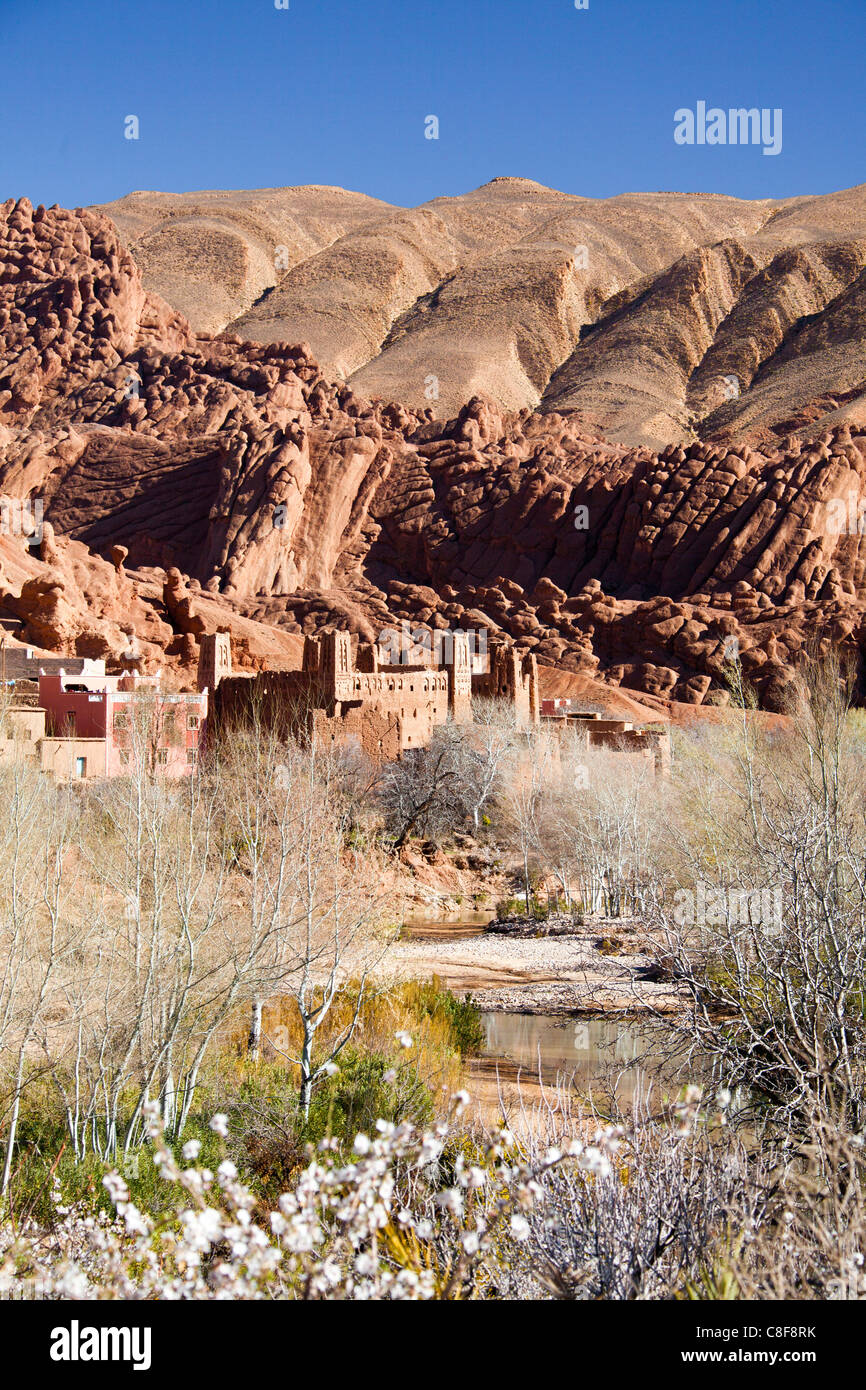 Morocco, North Africa, Africa, Southern Morocco, atlas, mountains, mountains, Dades, valley, Kasbah, rock, cliff, Stock Photo