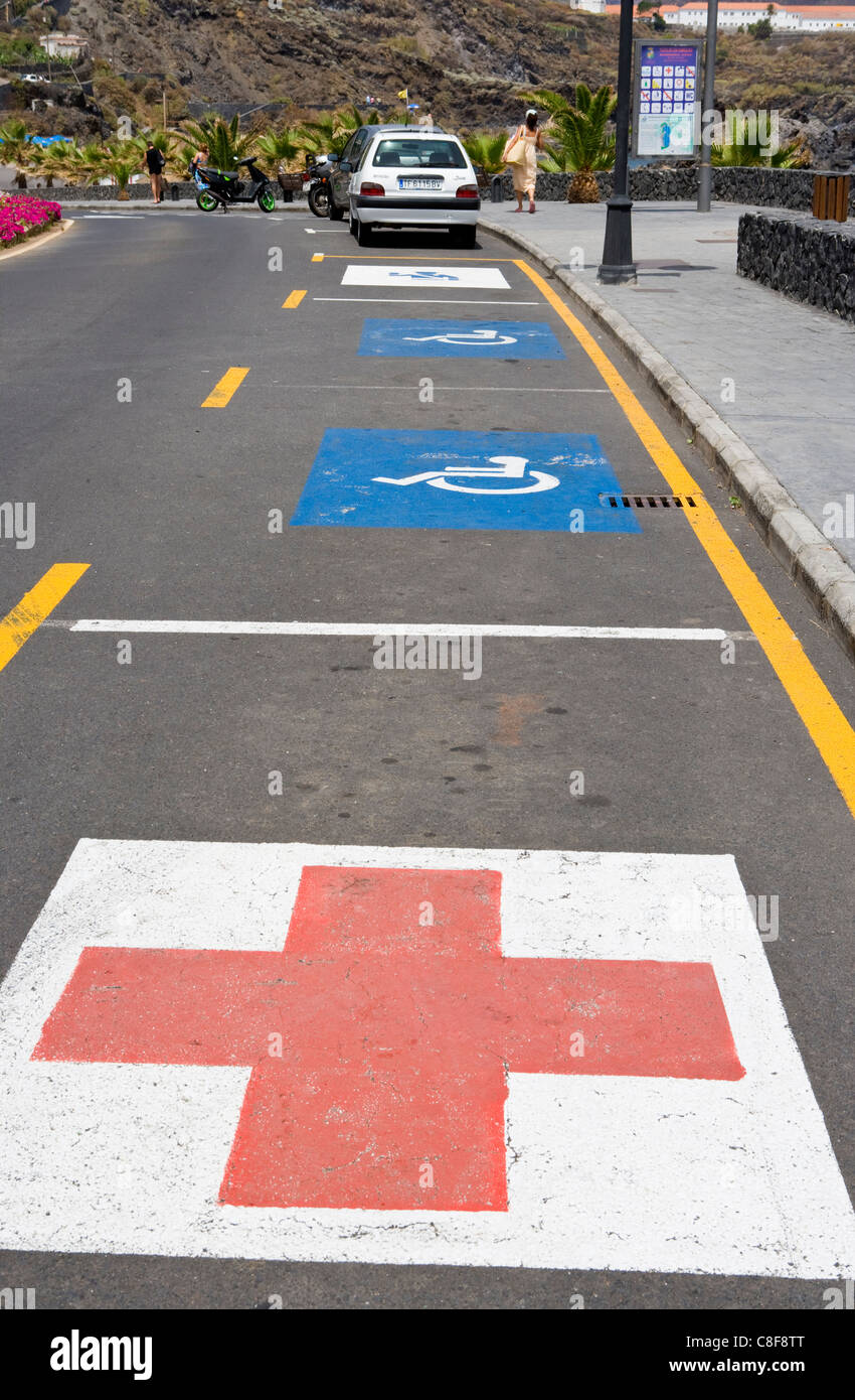 Ambulance and disabled reserved parking spaces, Isla de la Palma