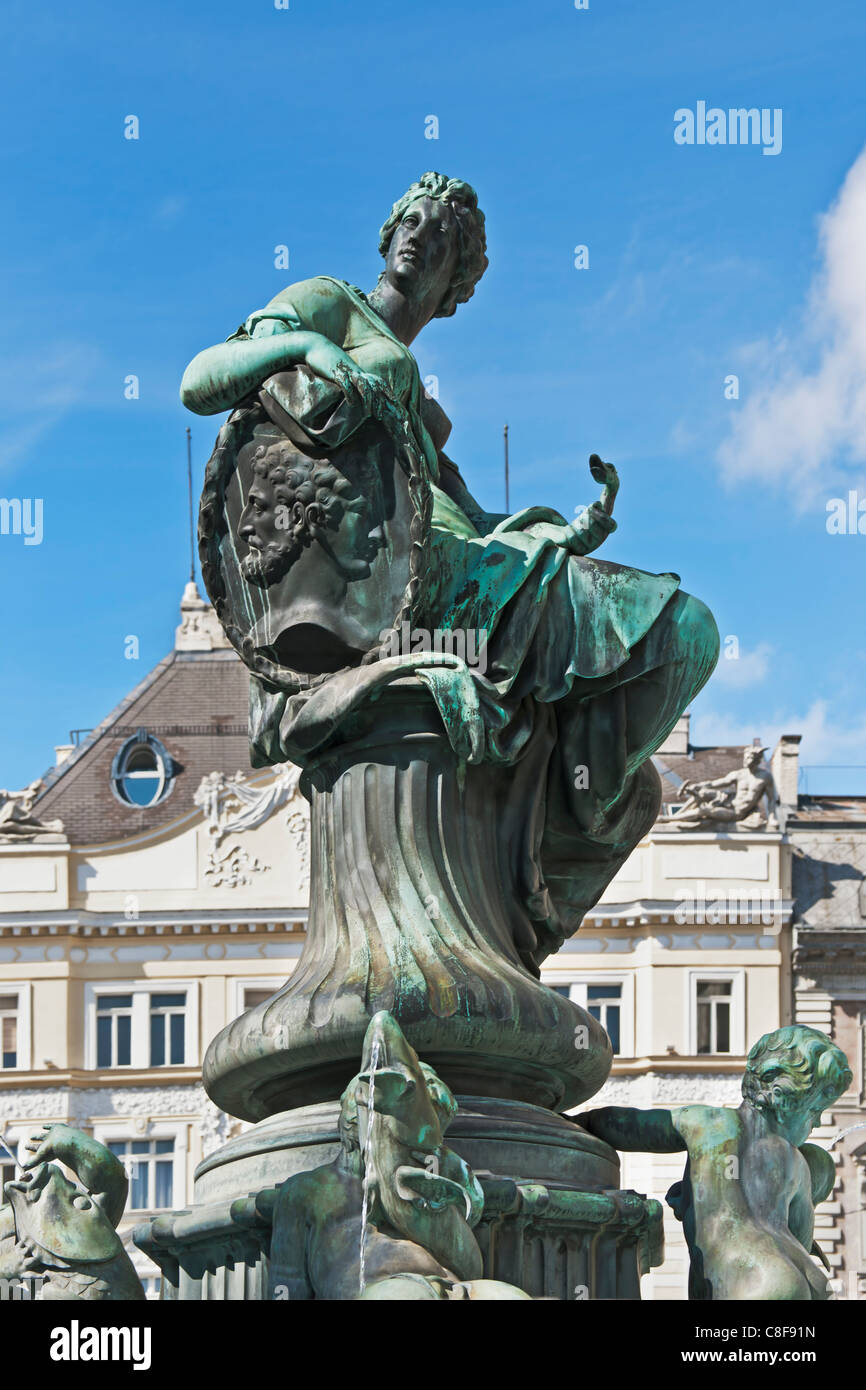 Donner Fountain is the popular name for the by Georg Raphael Donner designed Providentia Fountain, Vienna, Austria, Europe Stock Photo