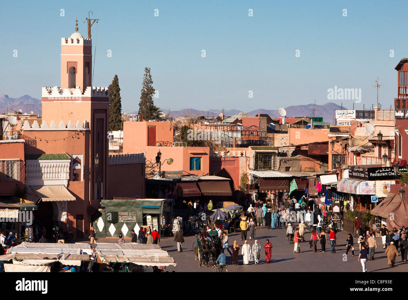 Morocco, North Africa, Africa, Marrakech, Medina, business, trade, shop, Djemaa el Fna, place, Stock Photo