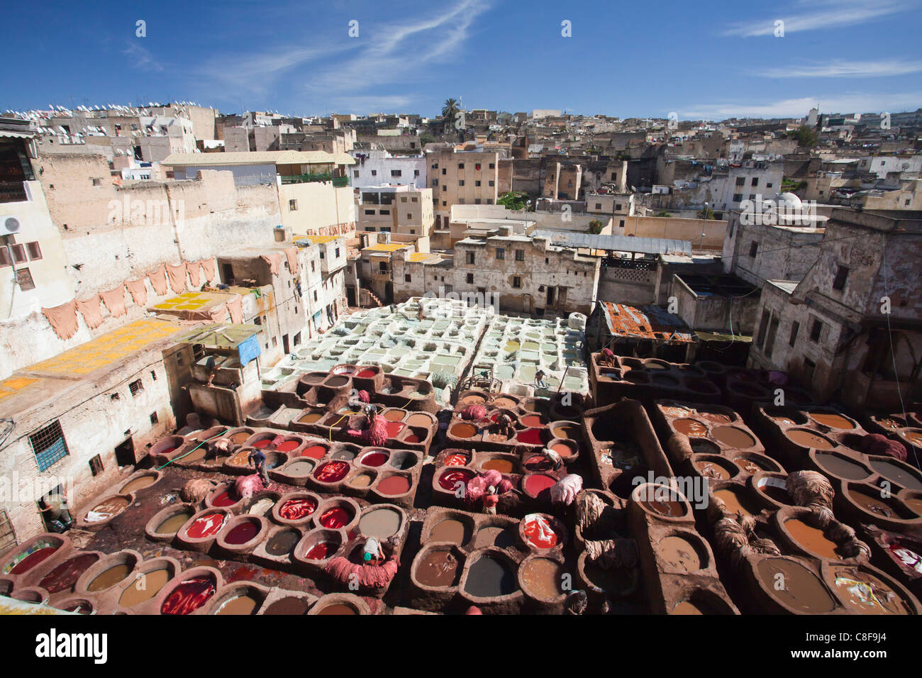 Morocco, North Africa, Africa, fez, Fez, fez, tanning, dye works, tannery, Stock Photo