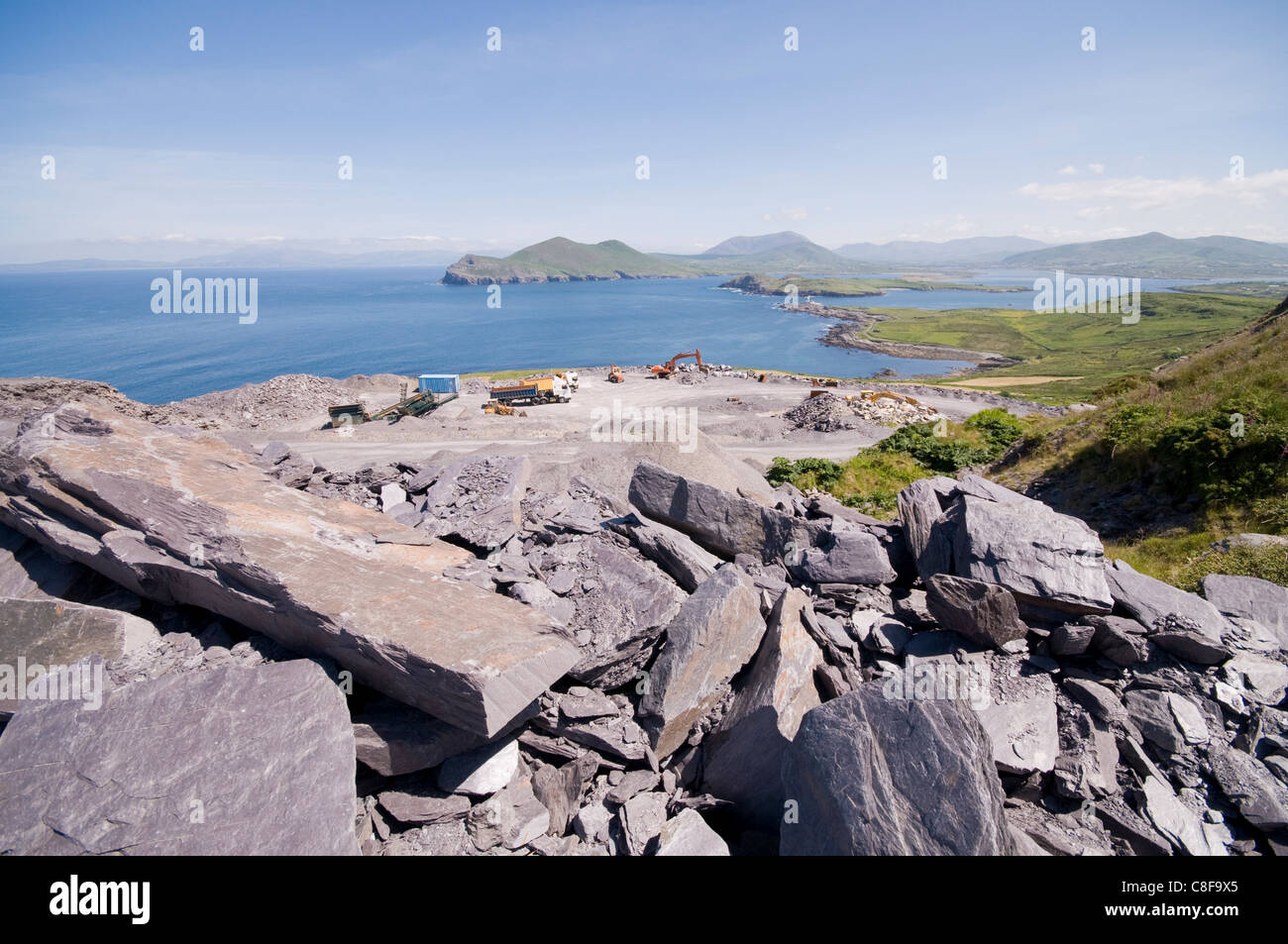 The slate quarry, Valentia Island, Ring of Kerry, County Kerry, Munster ...