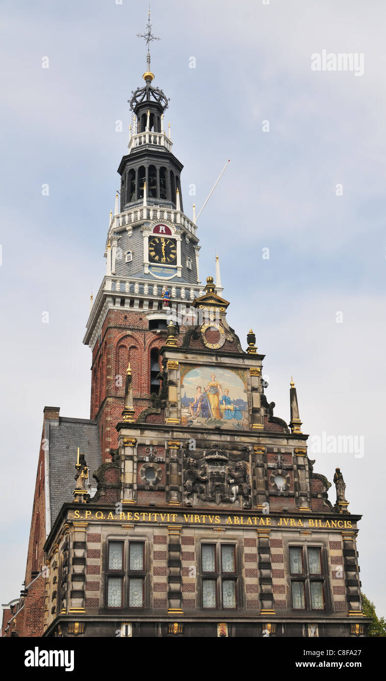 Waag or weighing-house detail in Alkmaar (Netherlands). Stock Photo