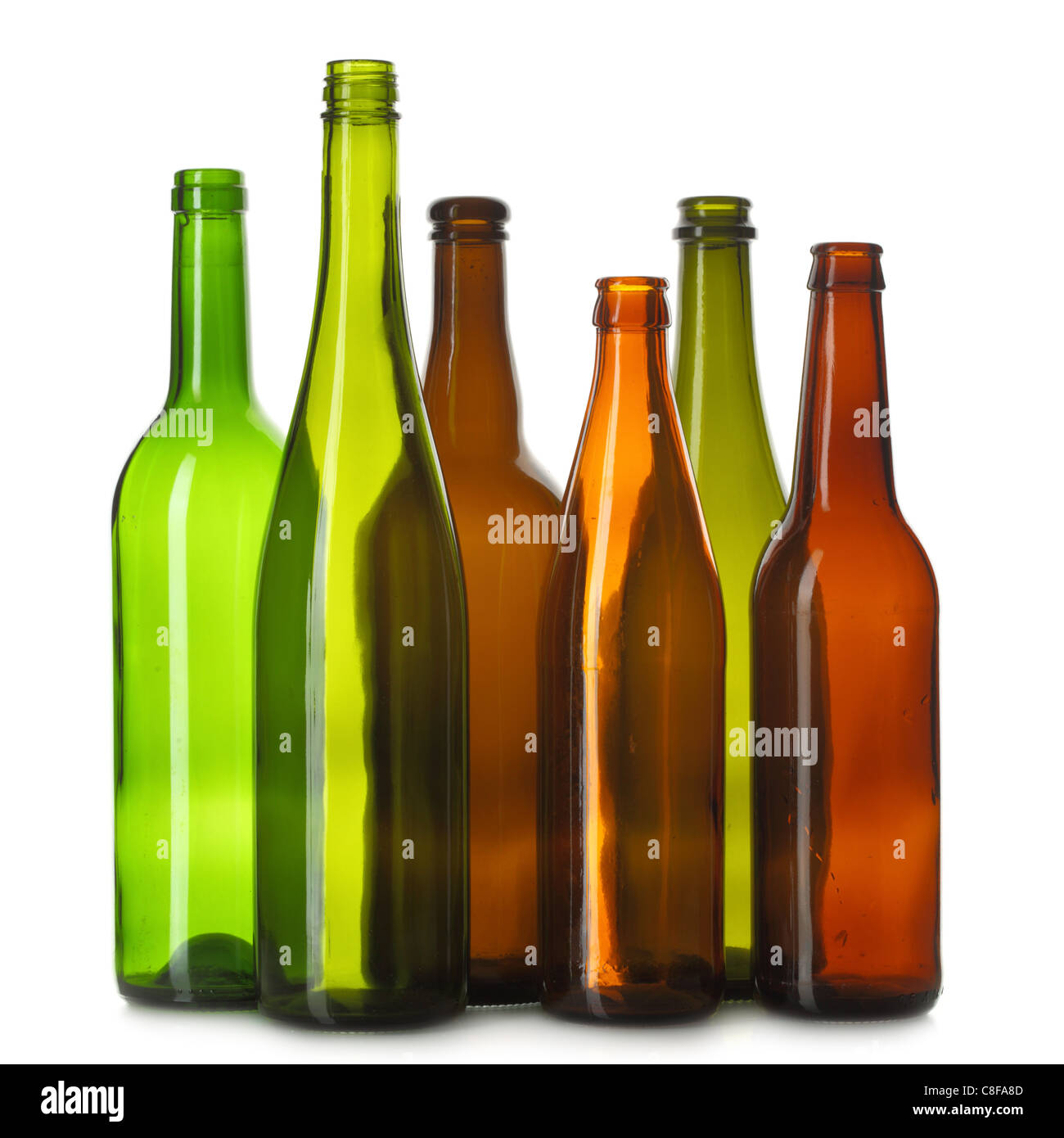 Empty bottles isolated over the white background Stock Photo