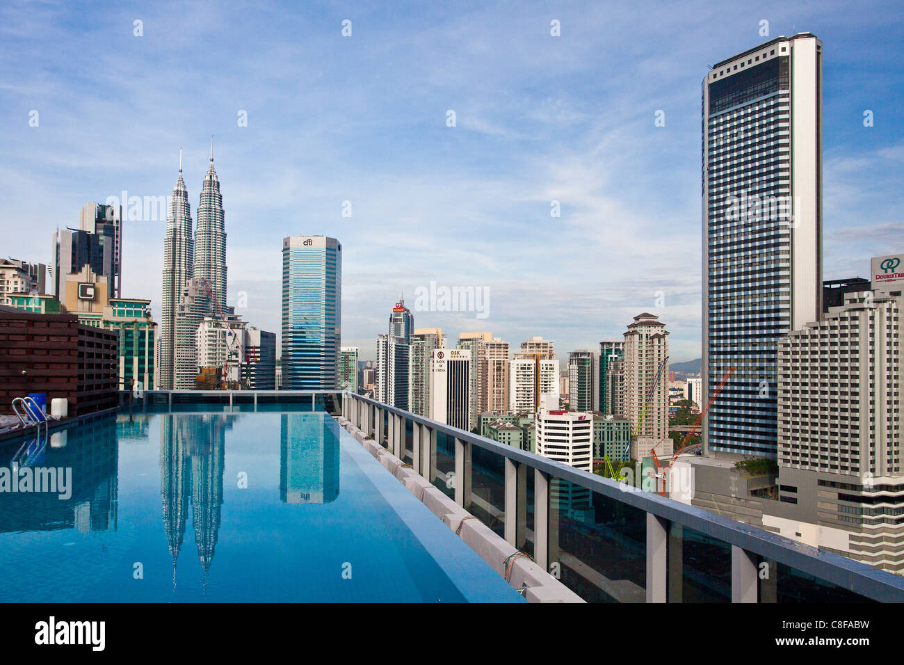 Malaysia, Asia, Kuala Lumpur, Golden Triangle District, Petronas Towers, blocks of flats, high-rise buildings, Skyline, golden t Stock Photo