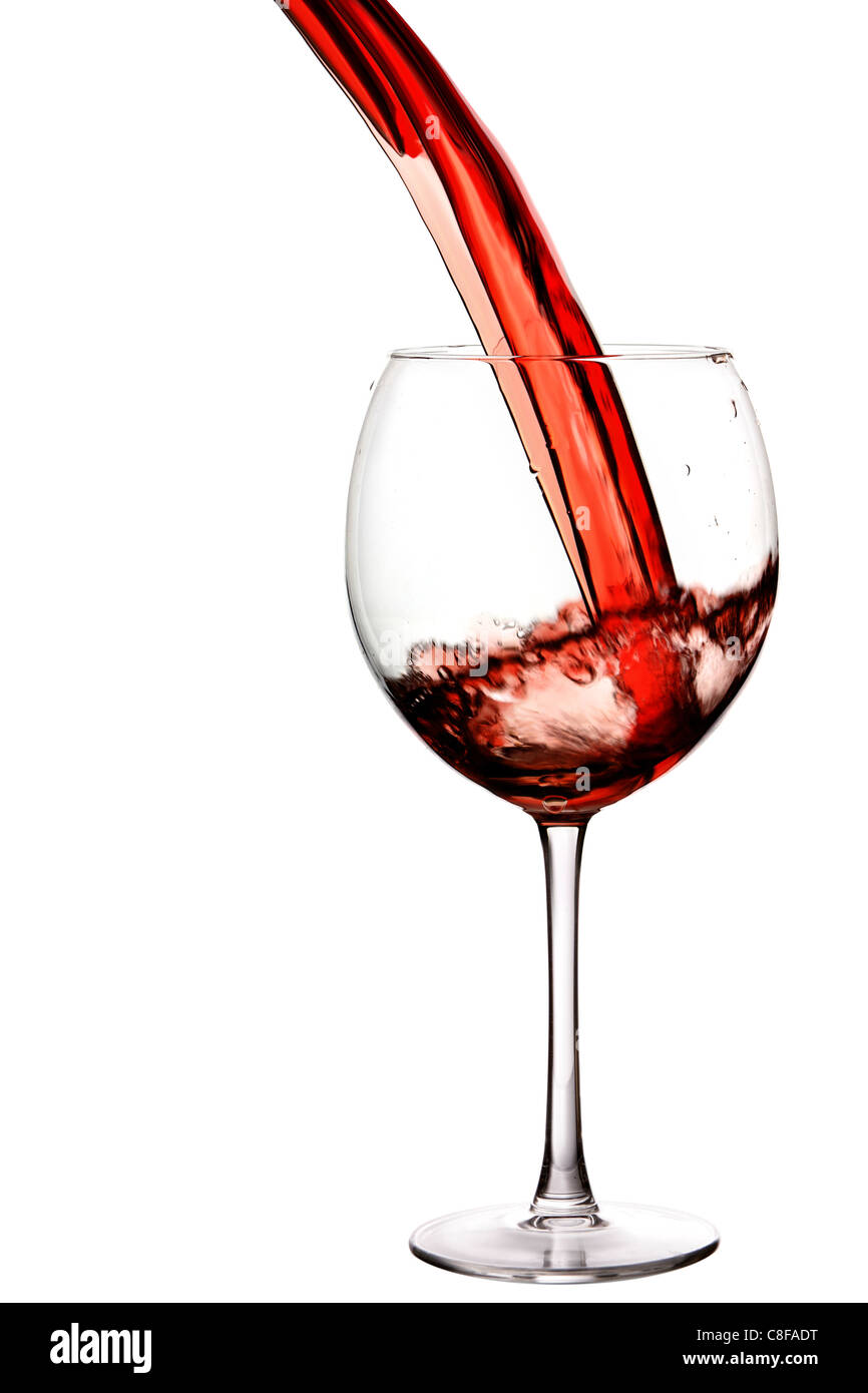 Glass of red wine isolated over white background Stock Photo
