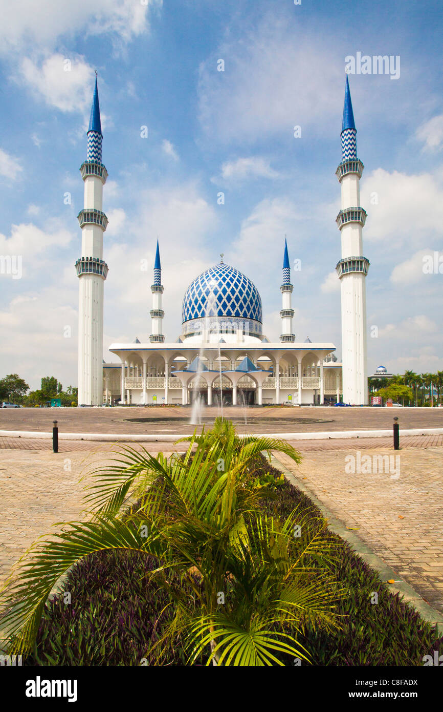 Malaysia, Asia, Selangor, Sha Alam, city, national mosque, mosque, The Blue Mosque, sultan Abdul Aziz Mosque, blue mosque, dome, Stock Photo
