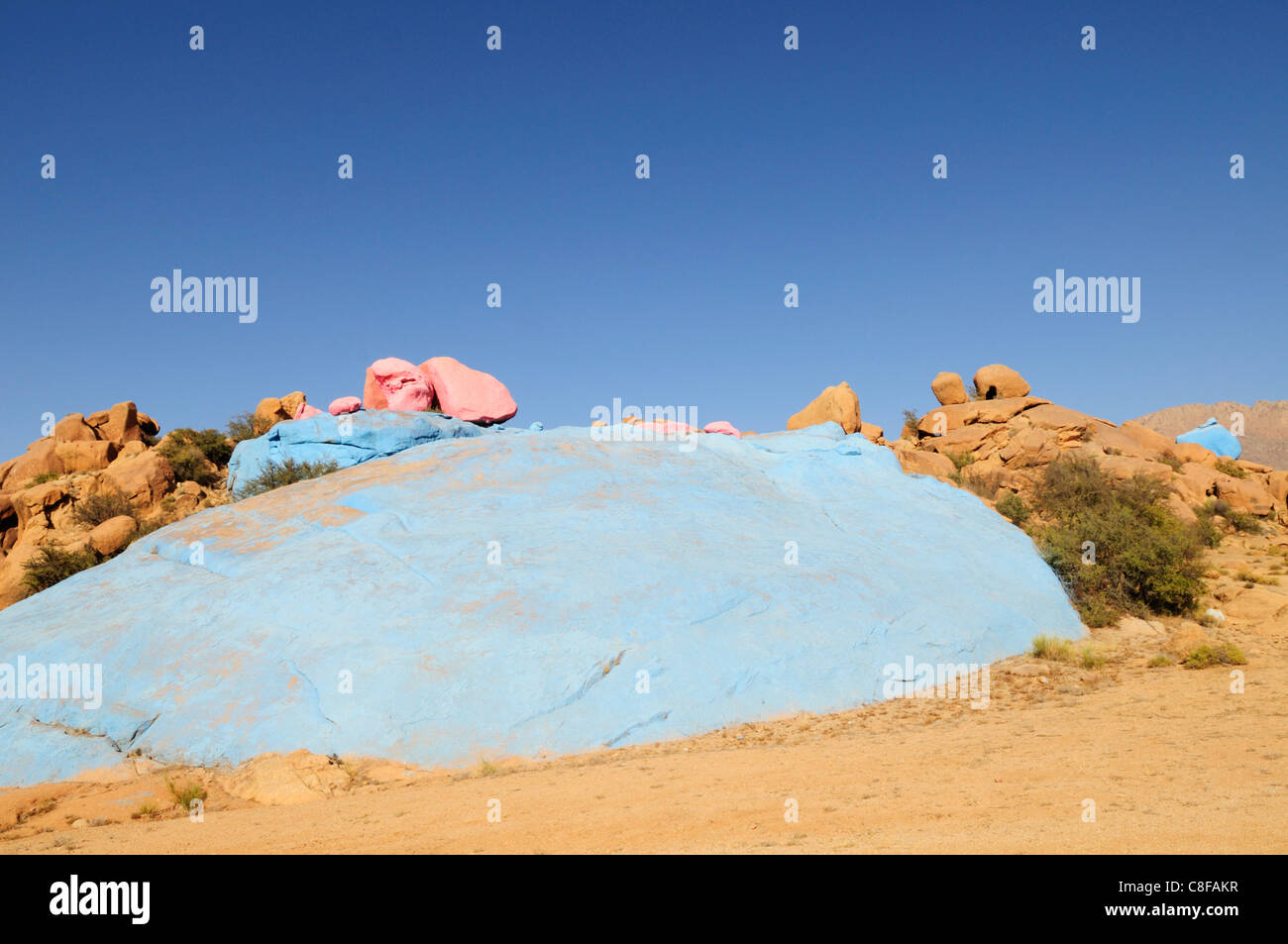 Painted Rocks near Tafraoute, Souss-Massa-Draa Region, Morocco Stock Photo