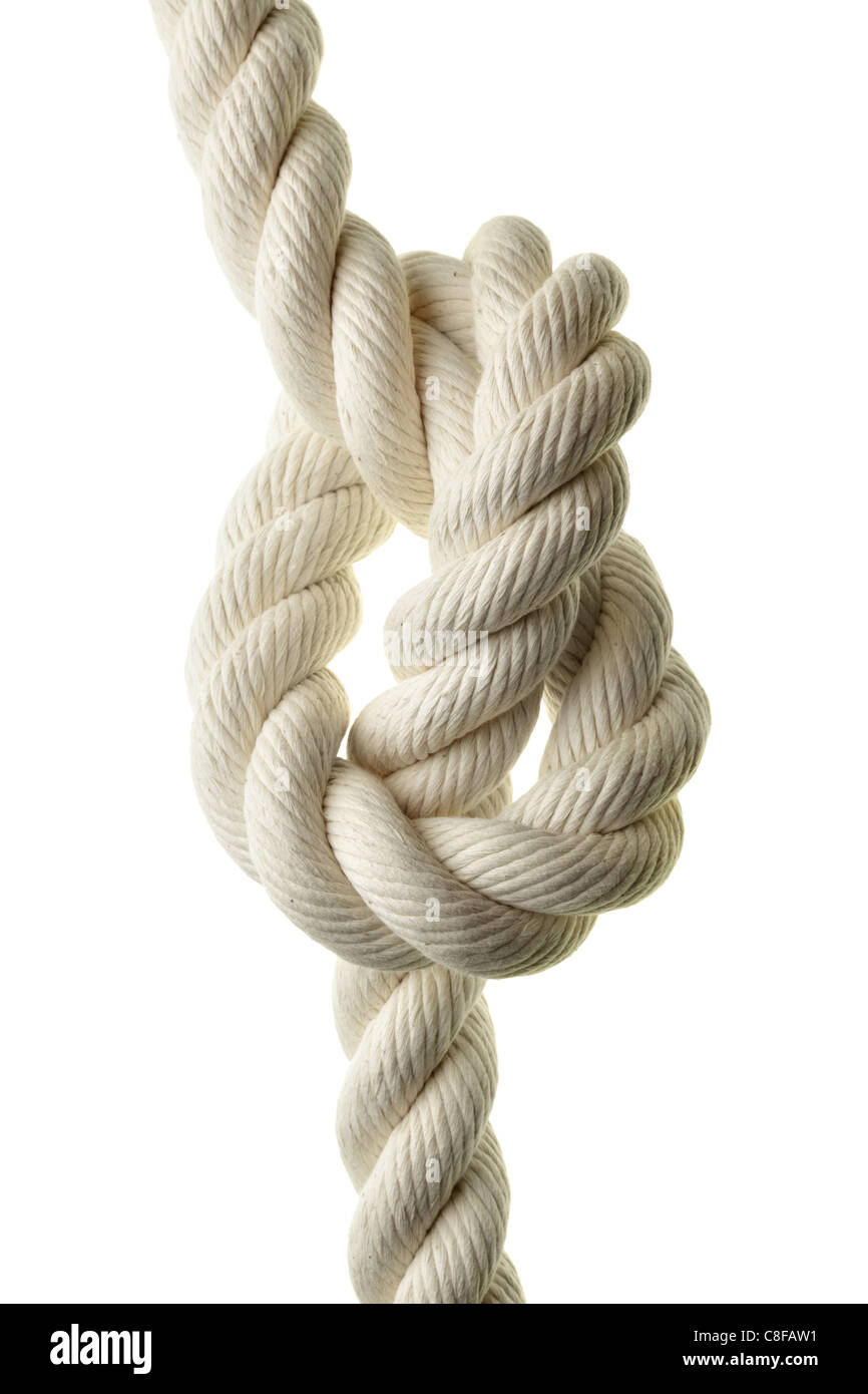Rope with tie isolated over white background Stock Photo