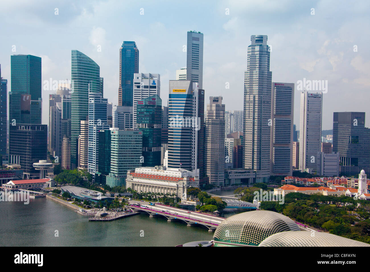 Singapore, Asia, Esplanade building, construction, Downtown, Skyline