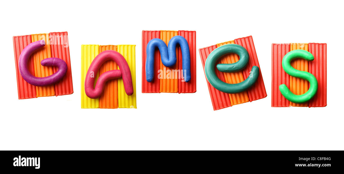 Word GAMES made from plasticine isolated over white background Stock Photo