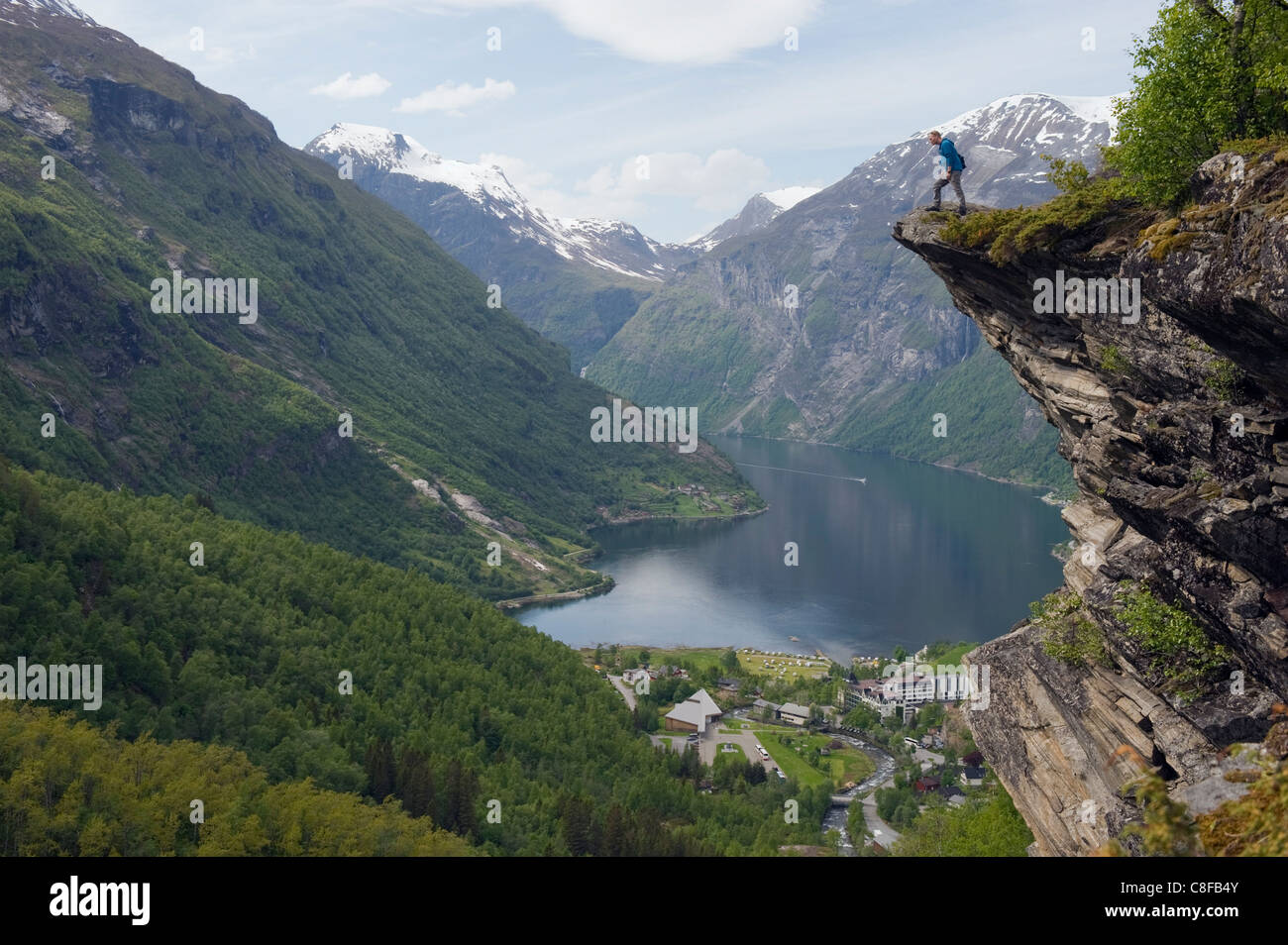 Cliff top view over Geiranger Fjord, UNESCO World Heritage Site