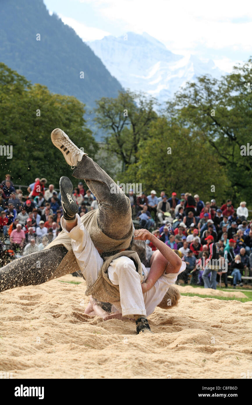 Canton Bern, event, Schwingen, Swiss wrestling, Switzerland, festival, competition, tradition, Stock Photo