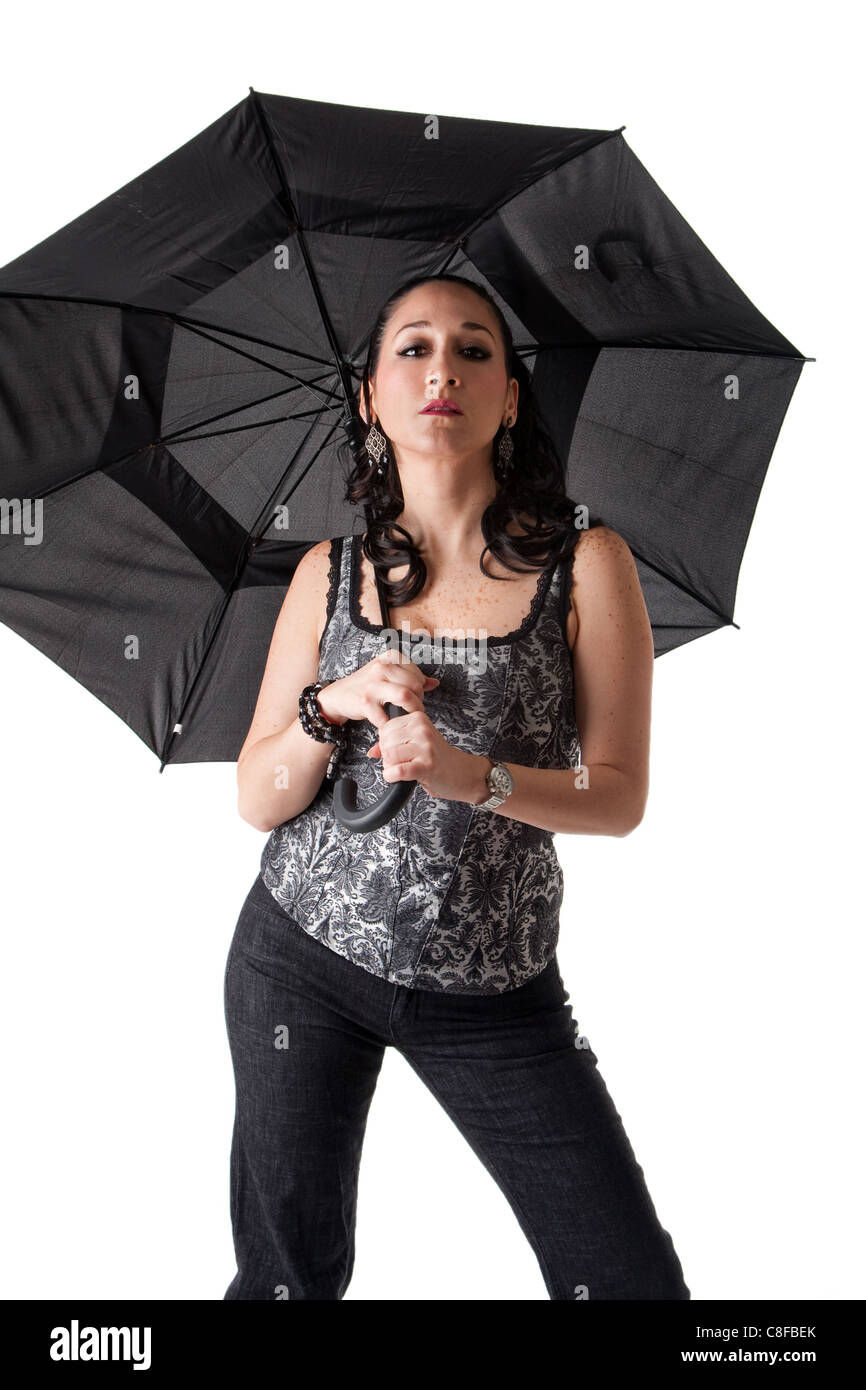 Beautiful woman with umbrella Stock Photo