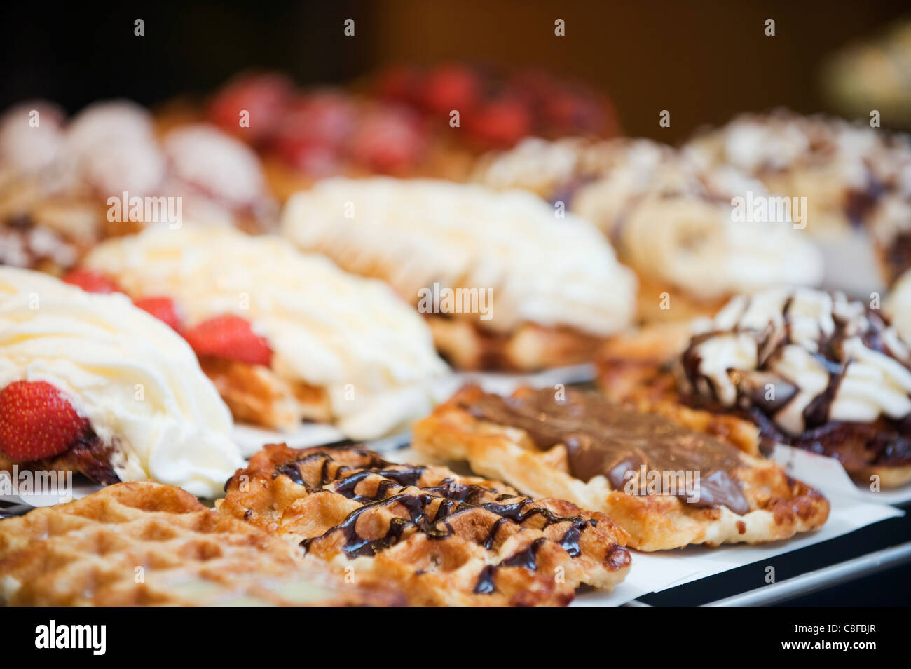 Belgian waffle shop, Brussels, Belgium Stock Photo Alamy