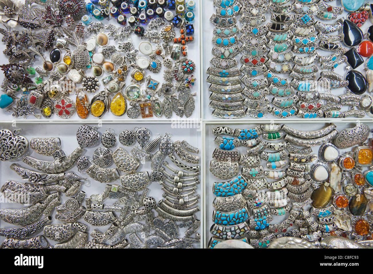 Asia, Cambodia, Siem Reap, Jewellery, Jewels, Silver, Silver Jewellery,  Market, Markets, Shops, Shopping, Interior, Interiors, T Stock Photo - Alamy