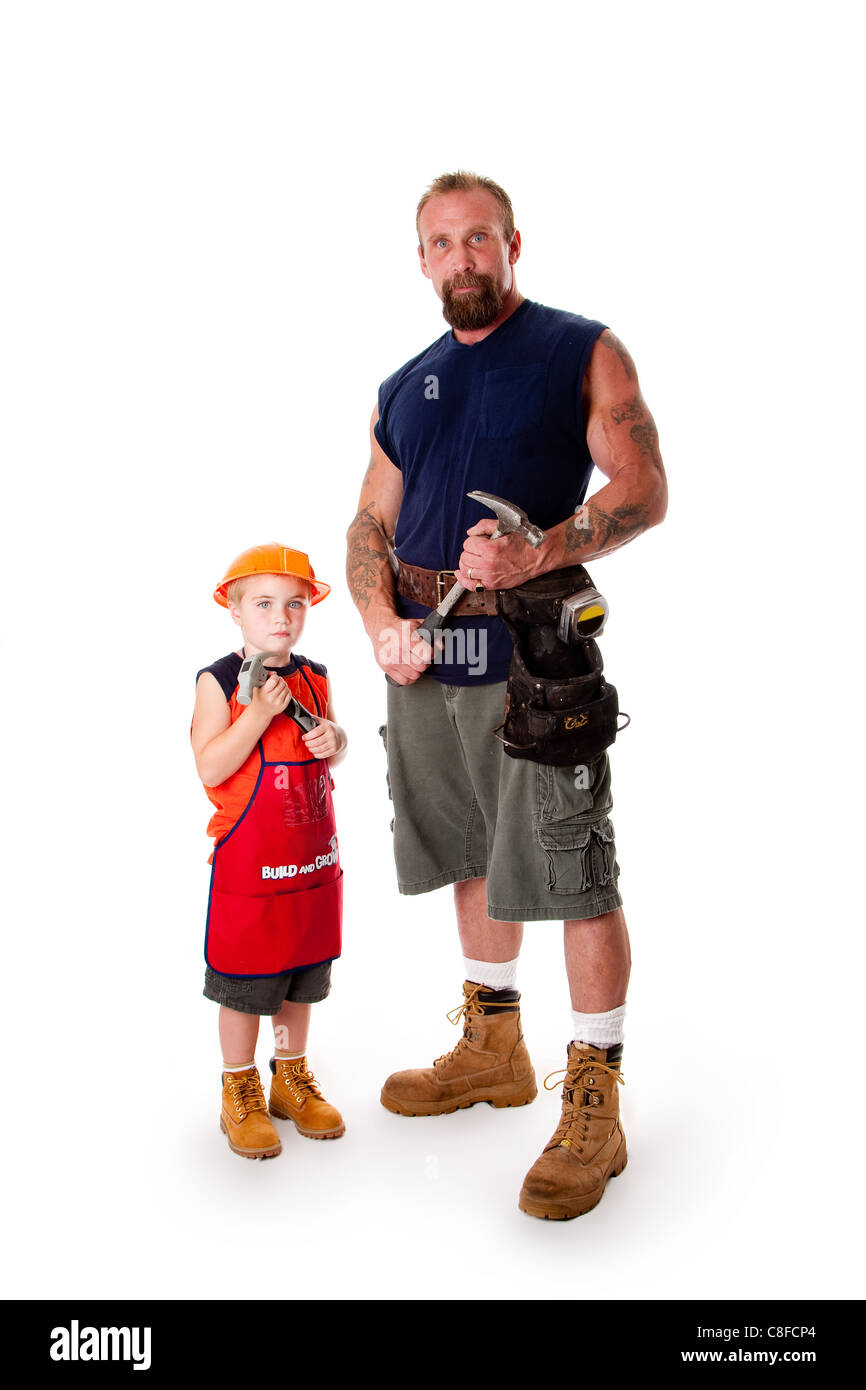 Father and son Carpenter Stock Photo