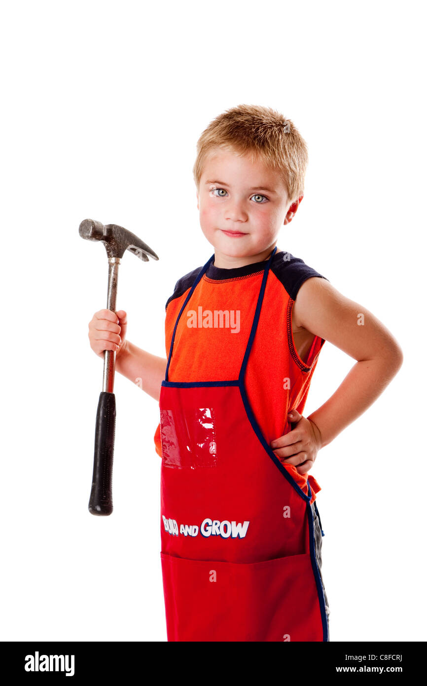 Boy with hammer Stock Photo