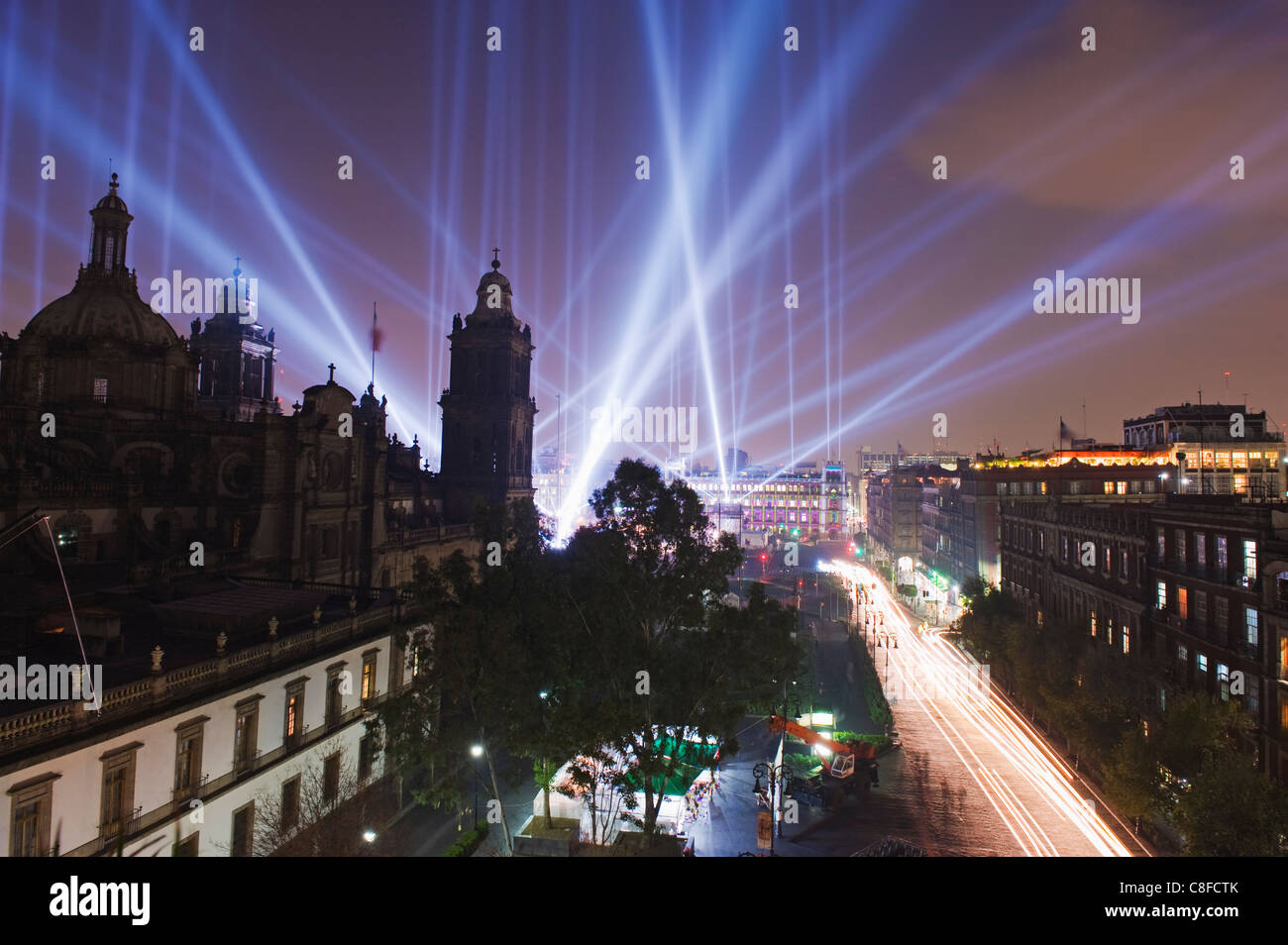 Light show at Cathedral Metropolitana, District Federal, Mexico City, Mexico Stock Photo