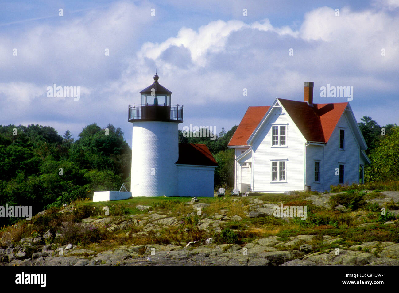 Curtis Island Lighthouse on the coast of Maine in Camden Stock Photo