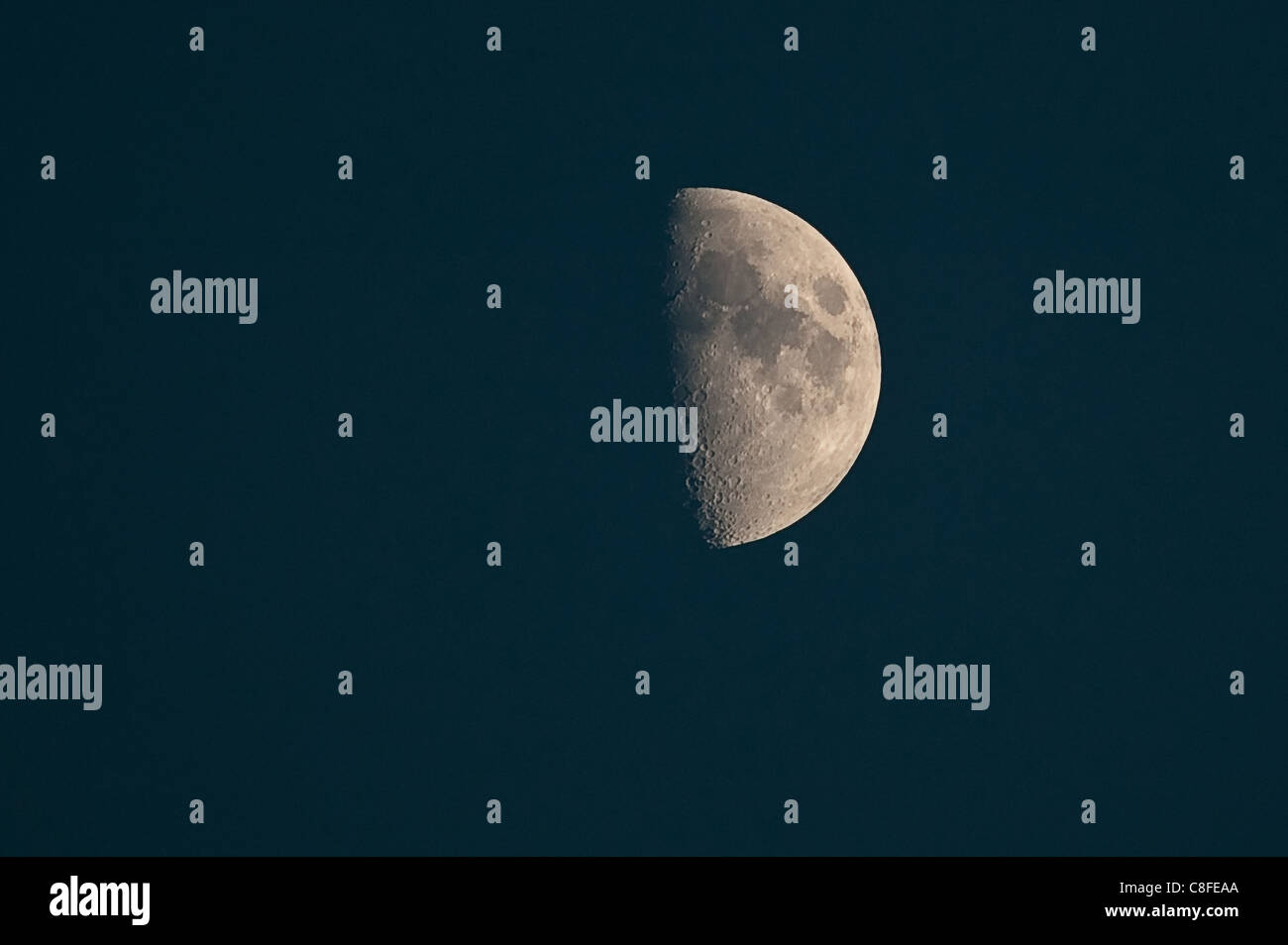 Half moon, Crescent, sky, heavenly body, moon, night, crater, Trabant Stock Photo