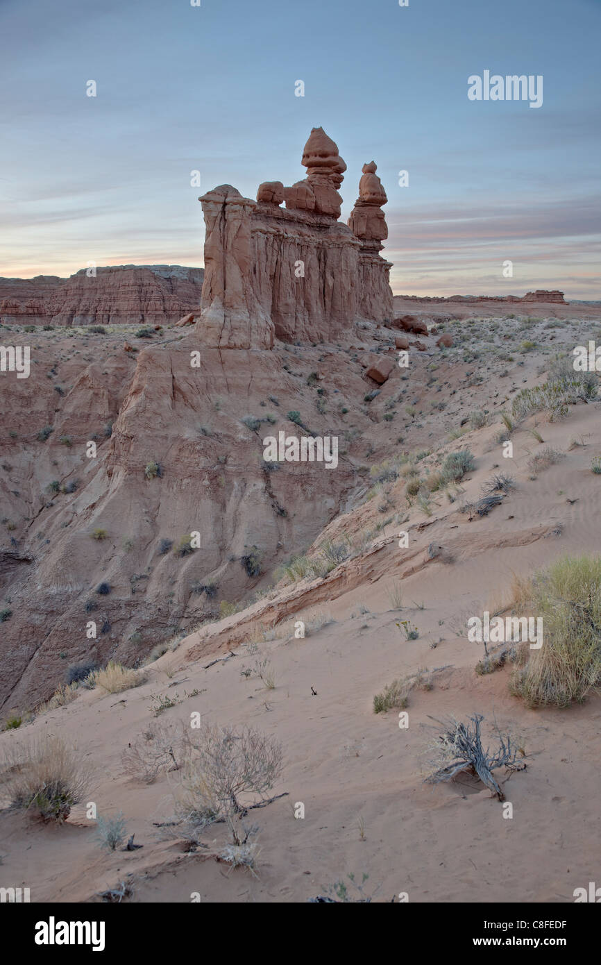 The Three Judges at dawn, Goblin Valley State Park, Utah, United States of America Stock Photo