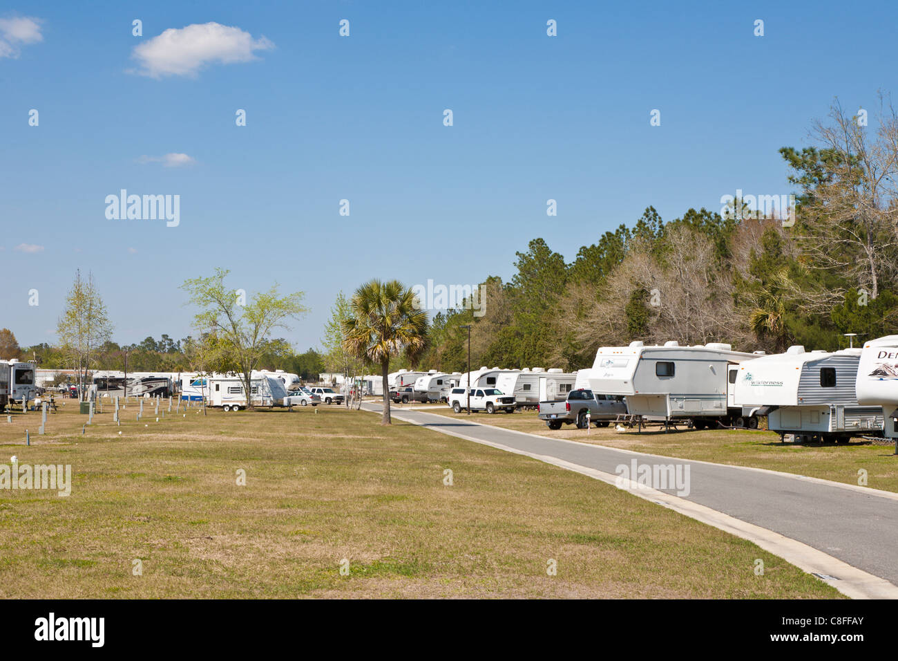 Recreational Vehicles in RV park in Ocala Florida Stock Photo Alamy