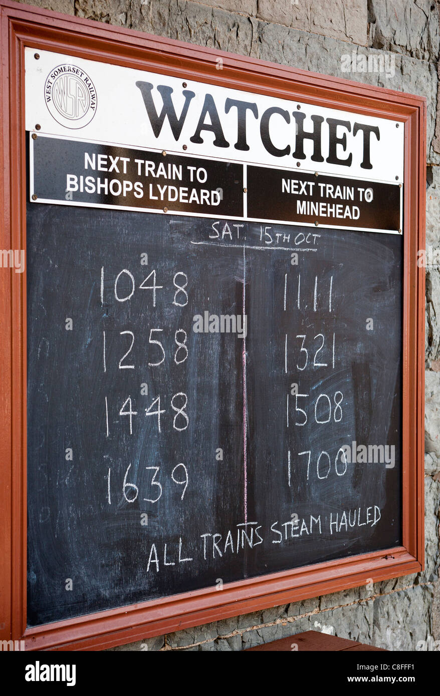 Train Station Sign West Somerset Railway Watchet Stock Photo