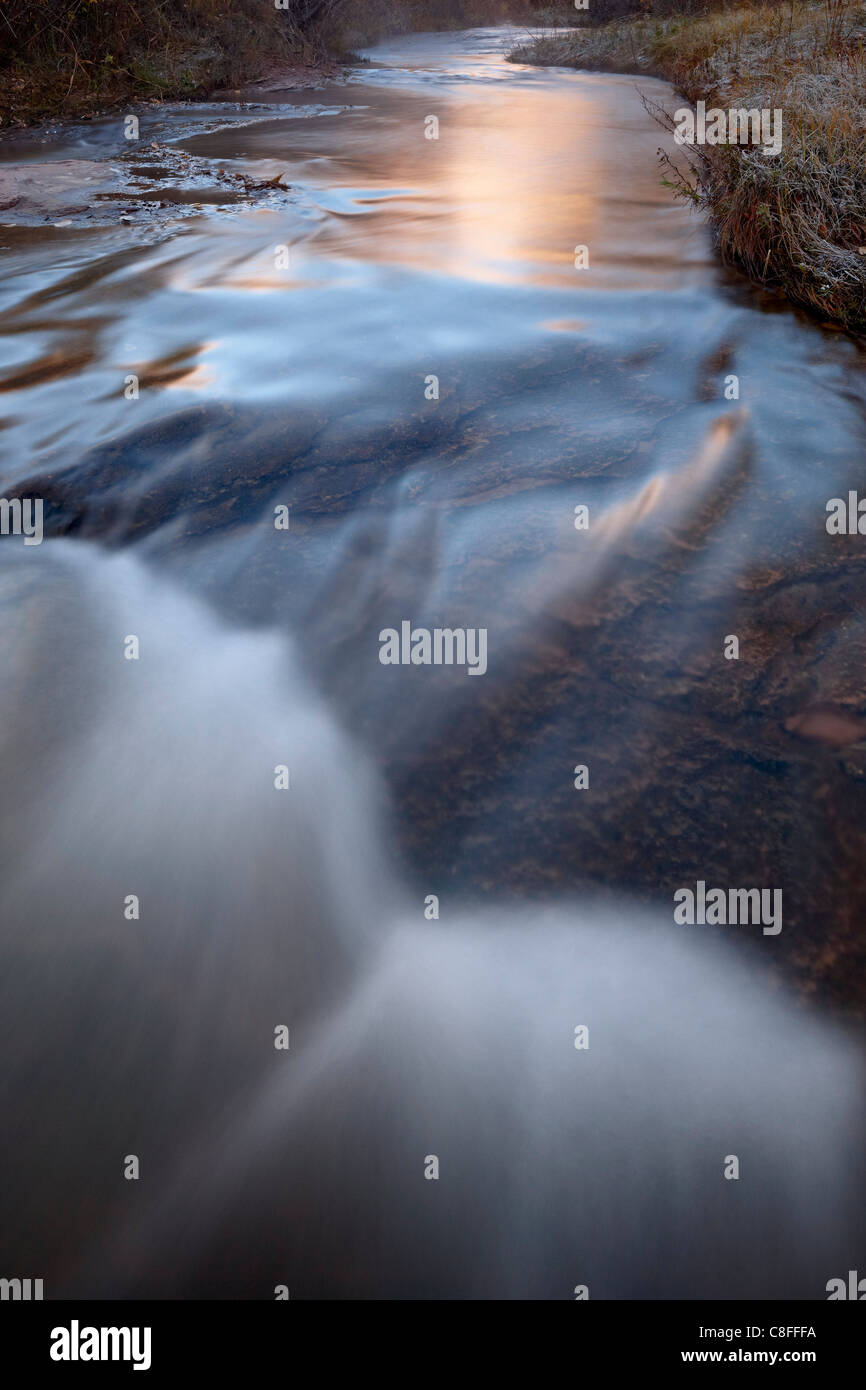 Cascade on Calf Creek on a fall morning, Grand Staircase-Escalante National Monument, Utah, United States of America Stock Photo