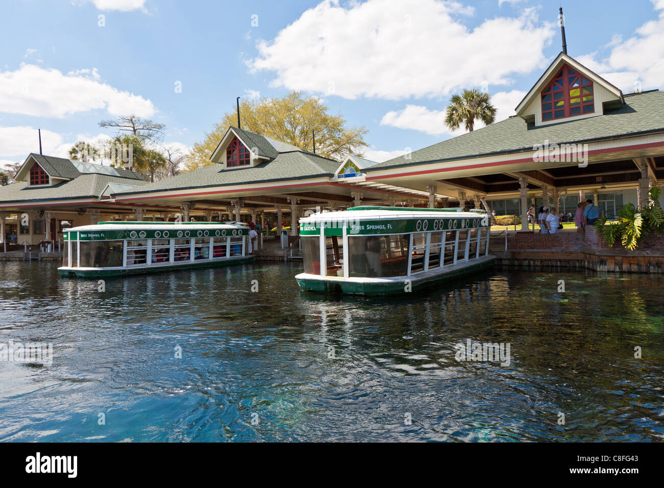 Park guests take glass bottom boat tour of the Silver River at Silver