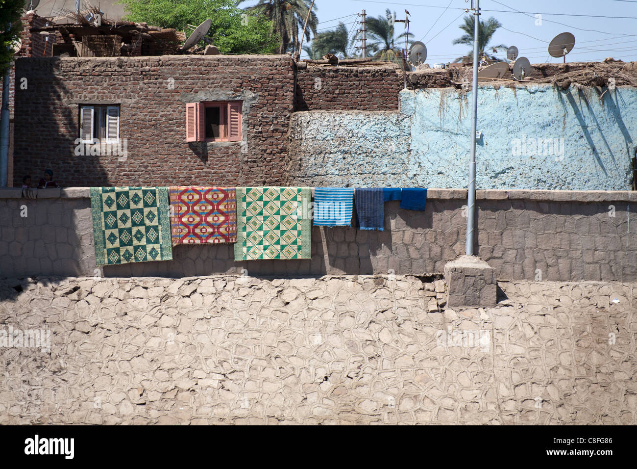 Traditional Egyptian houses with multi colour facades and multi