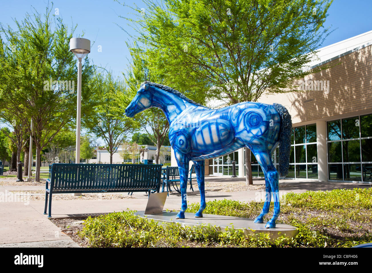 Horse Fever art project statue at the Central Florida College campus in Ocala, Florida Stock Photo