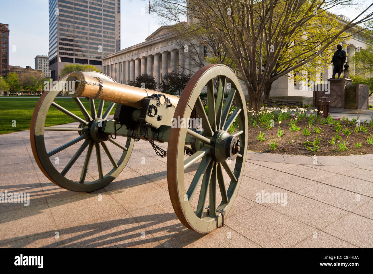Civil War era canon on Capitol Square in Columbus, Ohio. Stock Photo