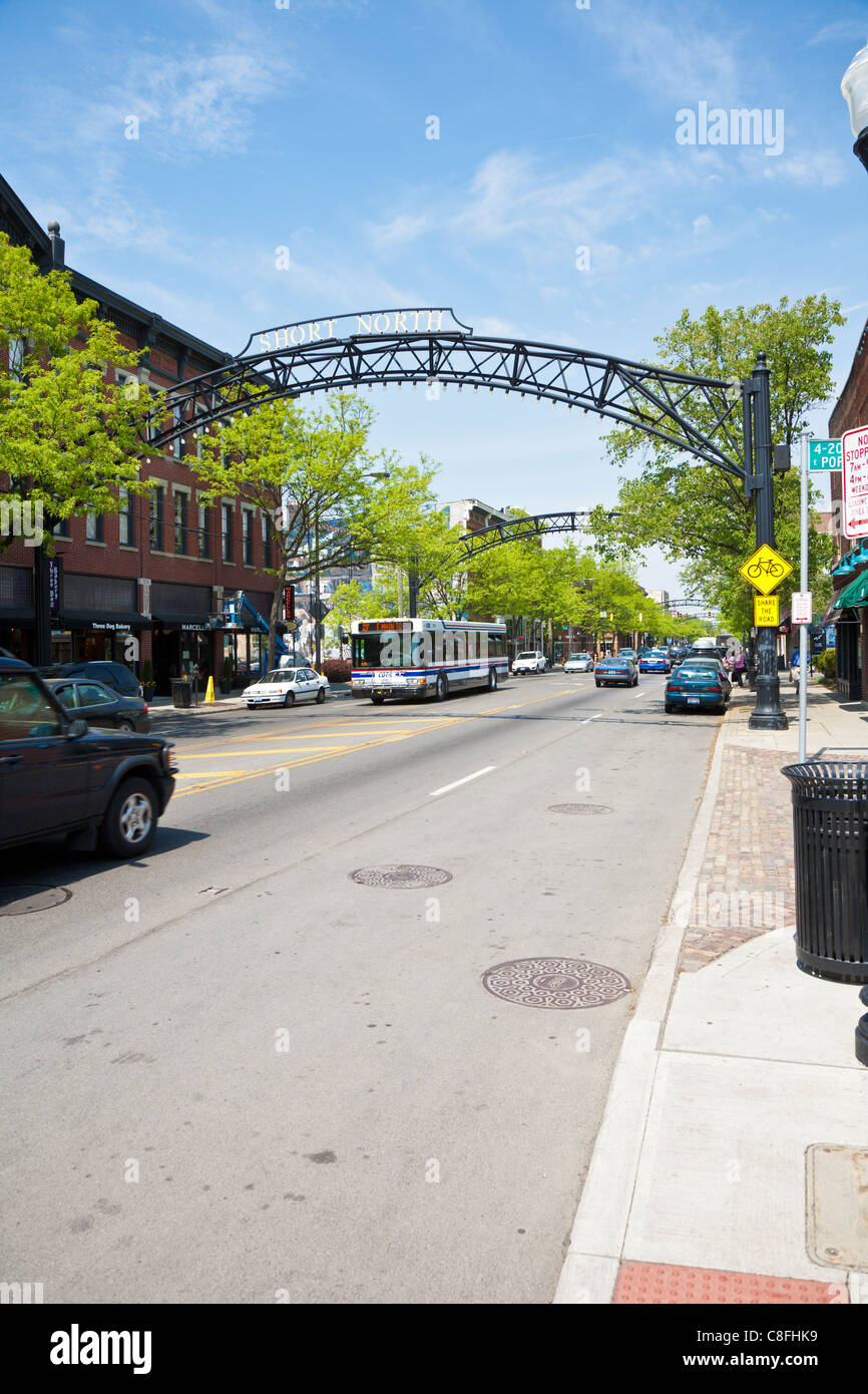 Metal arches over High Street in the Short North neighborhood in