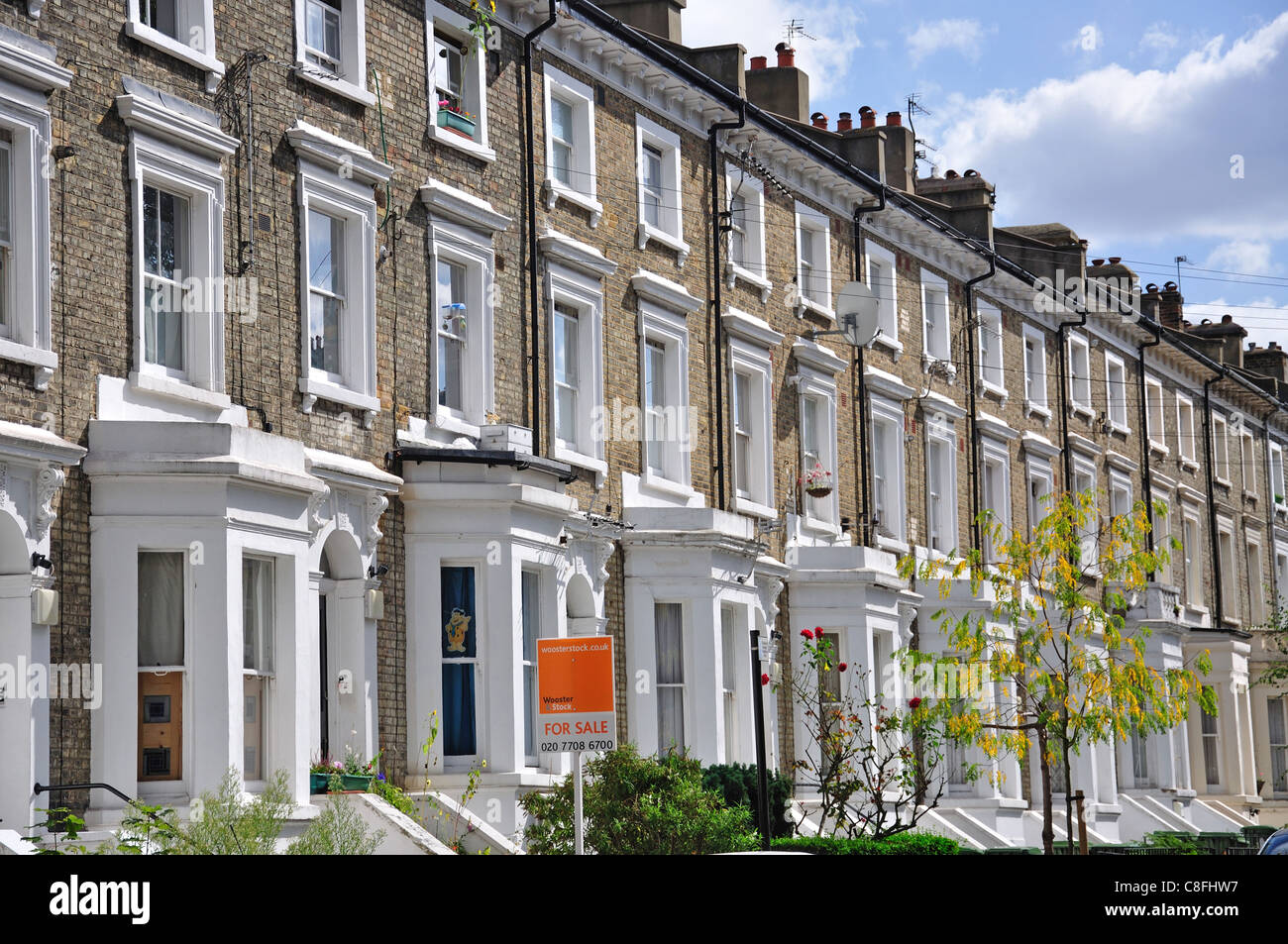 Terraced houses, Wilson Road, Camberwell, London Borough of Lambeth, Greater London, England, United Kingdom Stock Photo