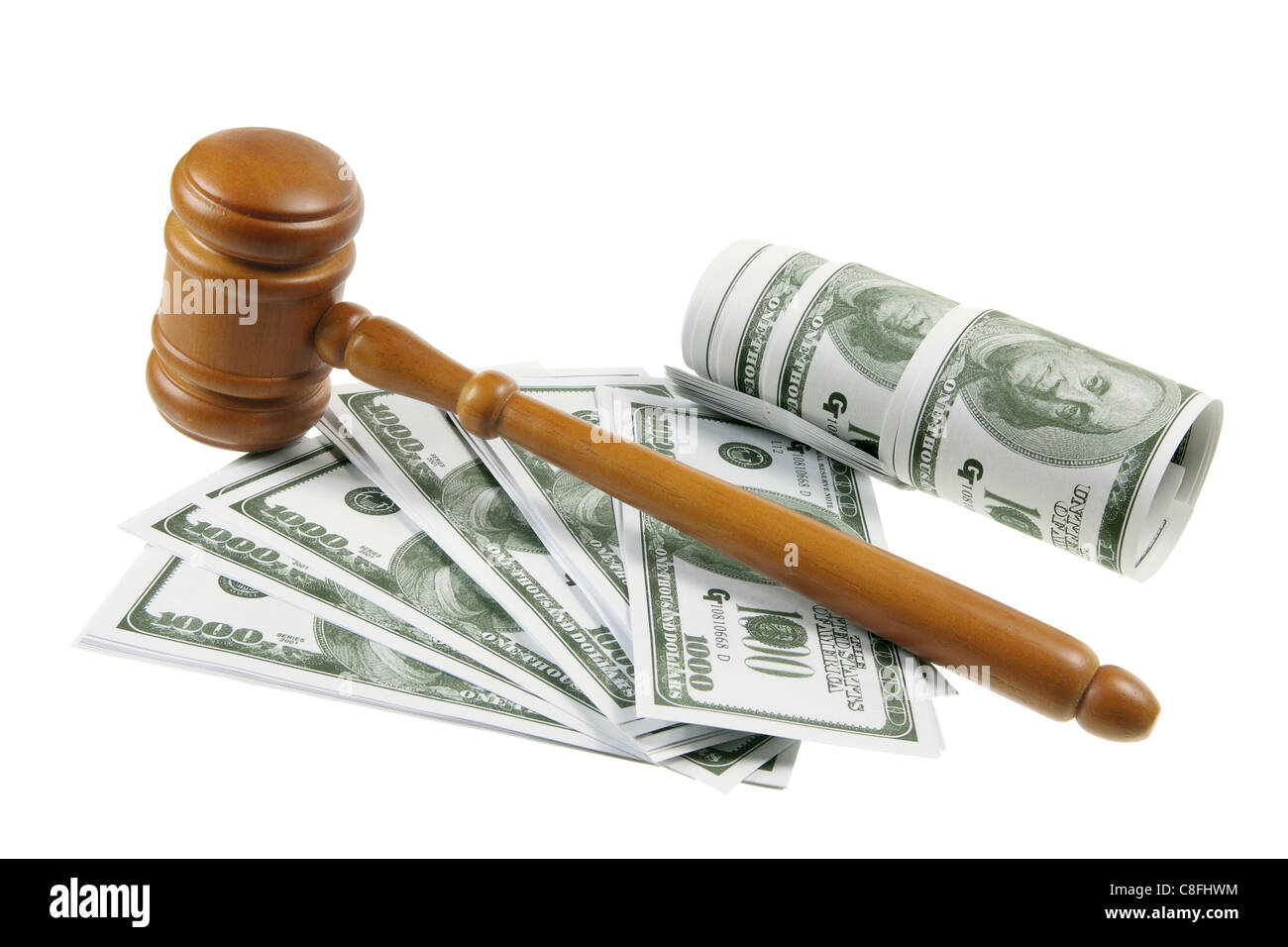 Gavel and Dollar Notes Stock Photo