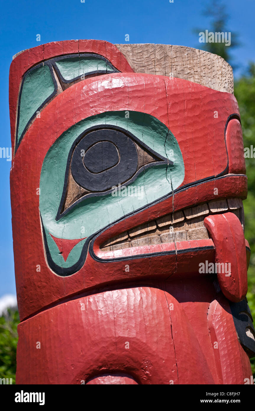 Totem pole. Saxman Totem Park. Ketchikan. Alaska. USA Stock Photo