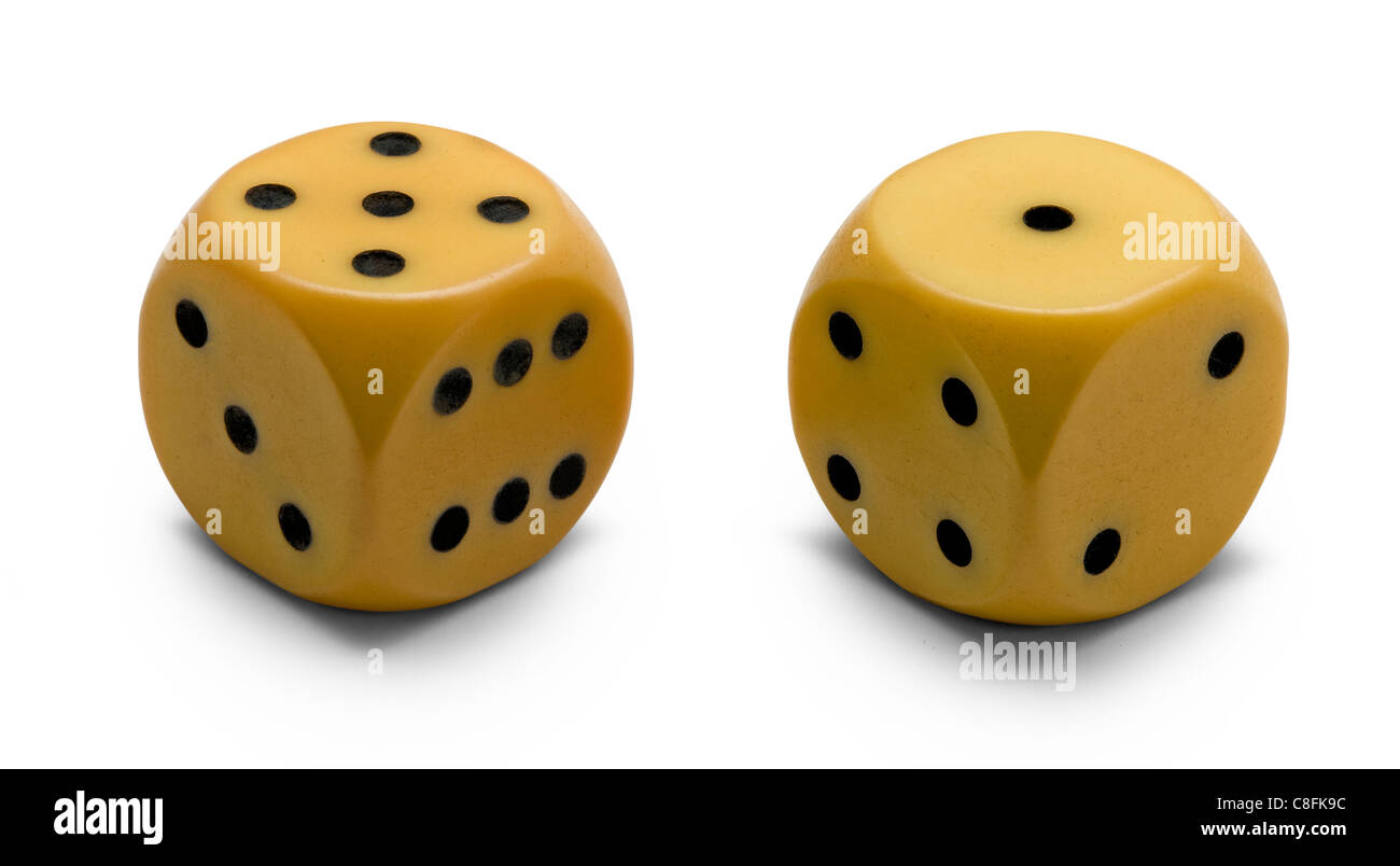 Old ivory dice (clipping path Stock Photo Alamy