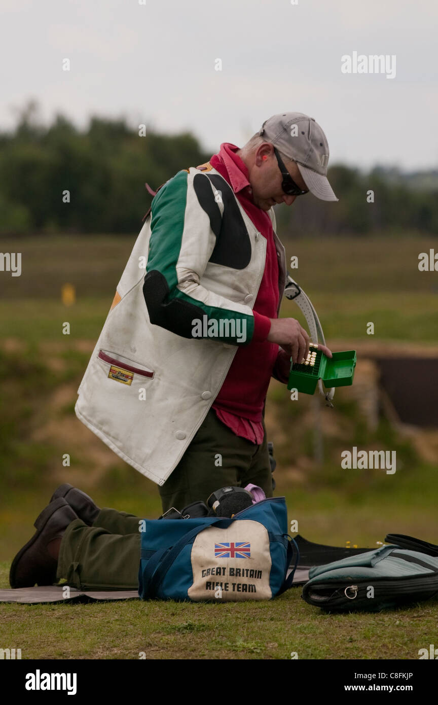 Ant Ringer, GM3, SM2, SC Target rifle shooter on the NRA Stickledown range at Bisley UK during the 2011 Queens Final Stock Photo