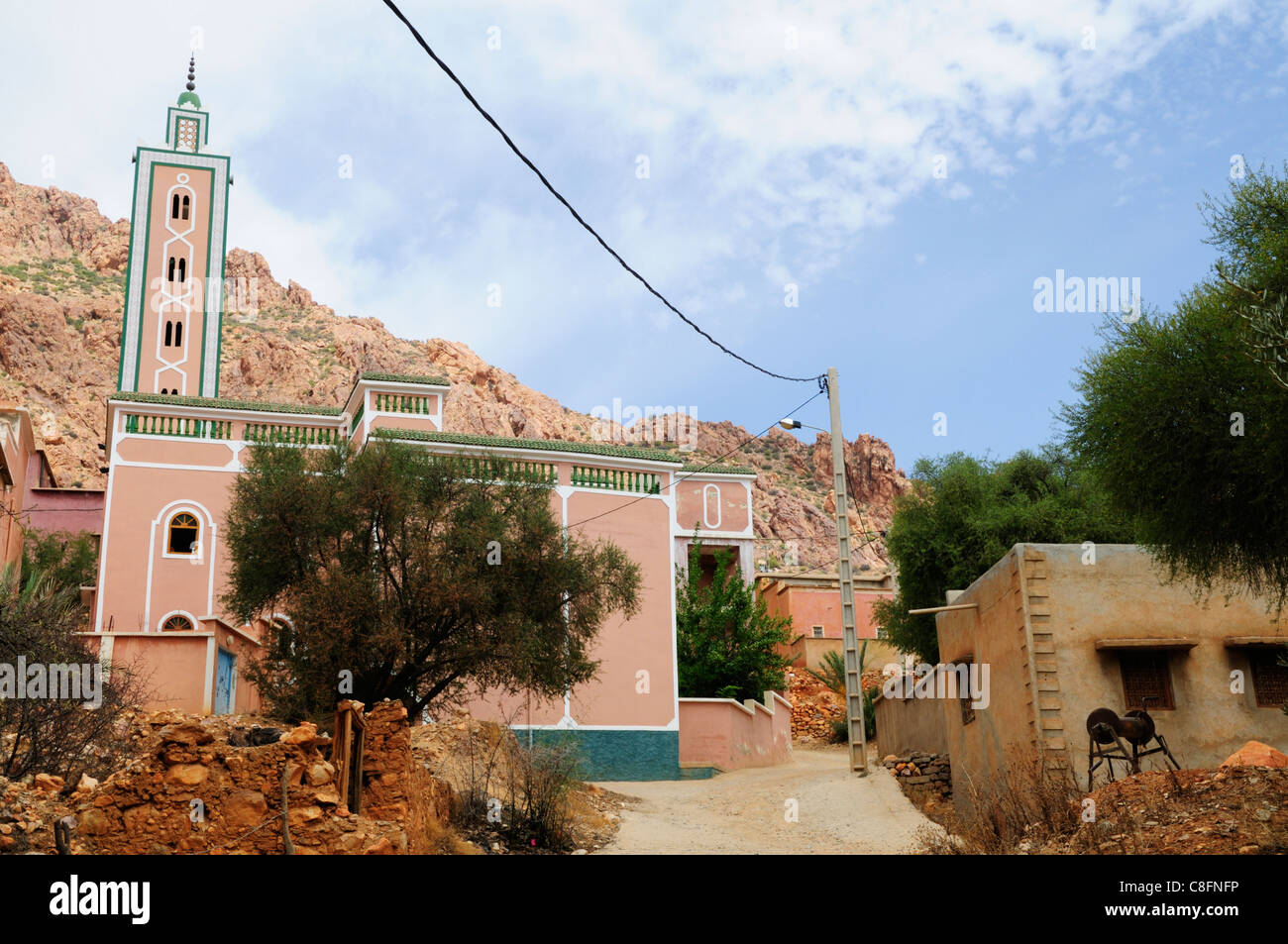 Mosque in village of Anamer, Ameln Valley, near Tafraoute, Souss-Massa-Draa Region, Morocco Stock Photo