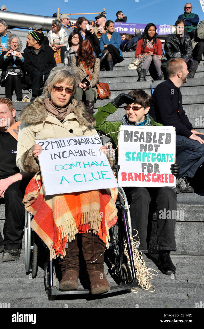 Welfare Reform Bill protest Wheelchair protesters at the Hardest Hit protest against benefit cuts for disabled people Stock Photo